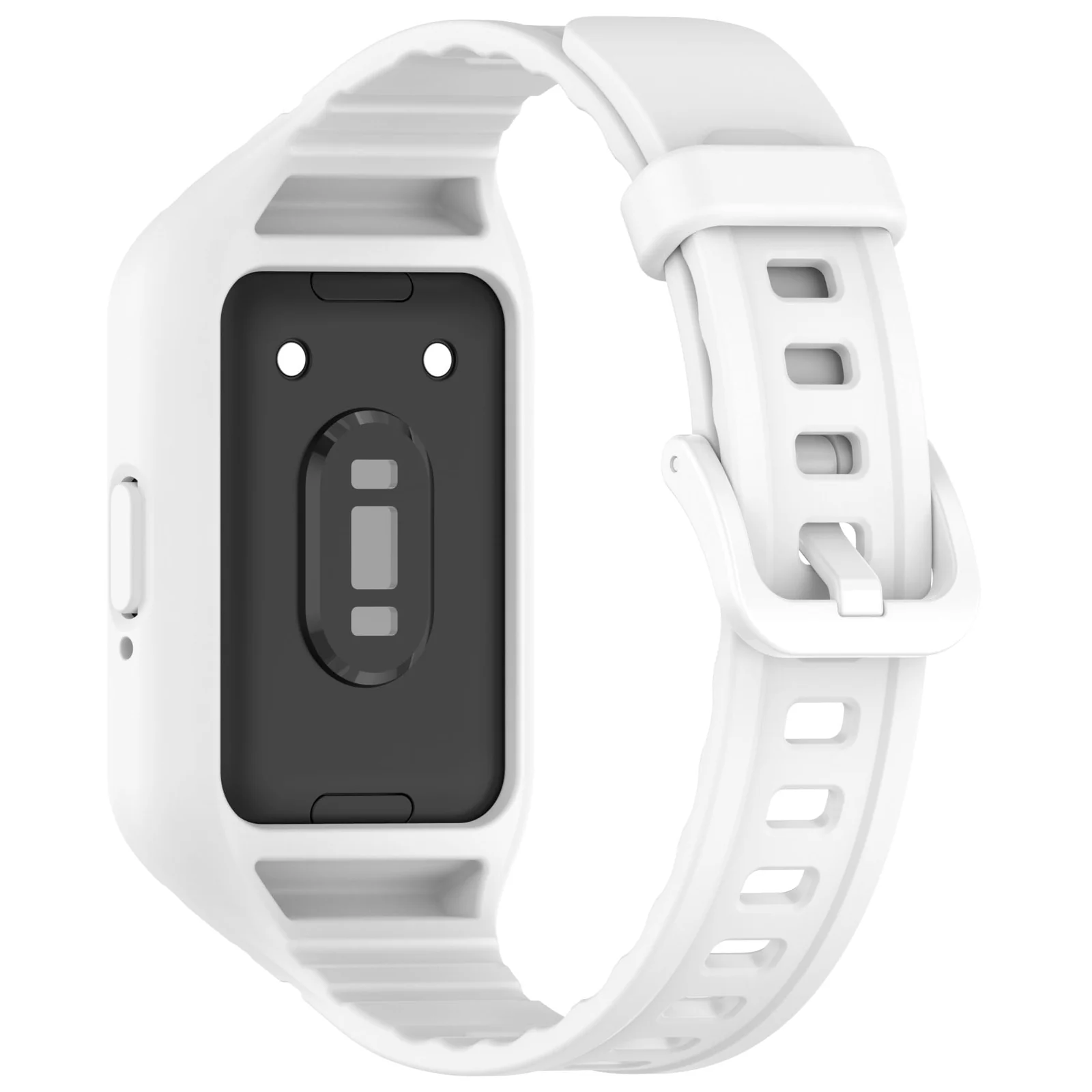 DL3 Mobilak Strap Compatible with Samsung Galaxy Fit 3 SM-R390, Silicone Sport Band Replacement Watchband with Bumper Case for Samsung Galaxy Fit 3, Adjustable Wristband - White