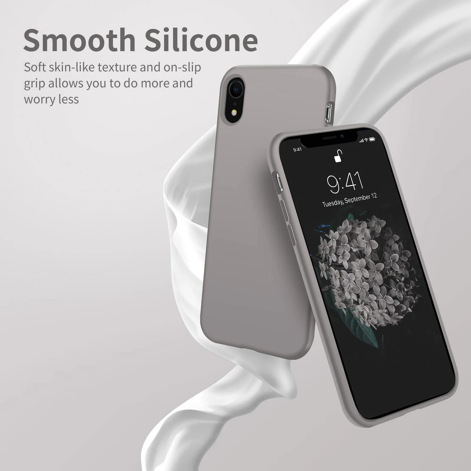 DL3 Mobilak Liquid Silicone Case for iPhone XR, Shock-absorbing protection, Scratch-resistant surface, Soft microfiber lining - Stone 2