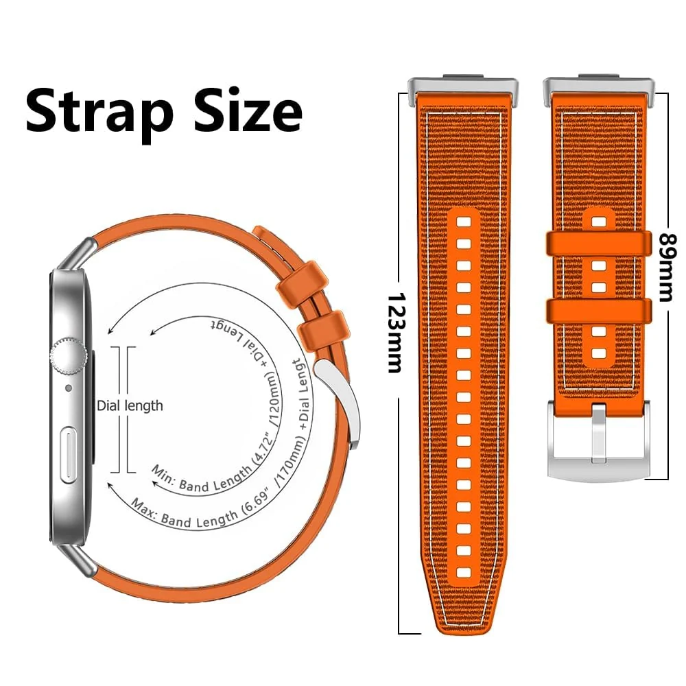 DL3 Mobilak Sport Silicone Nylon Band Designed for Huawei Watch Fit 2 for Men Women, Waterproof Soft Replacement Strap for Huawei Watch Fit2 - Orange