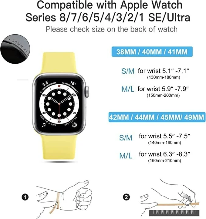 DL3 Mobilak Bands Compatible with Apple Watch Ultra 49mm 45mm 44mm 42mm 41mm 40mm 38mm, Replacement Soft Silicone Strap for iWatch Ultra/Ultra 2 Series 9/8/7/6/5/4/3/2/1 (42MM/44MM/45MM/49MM) - Yellow