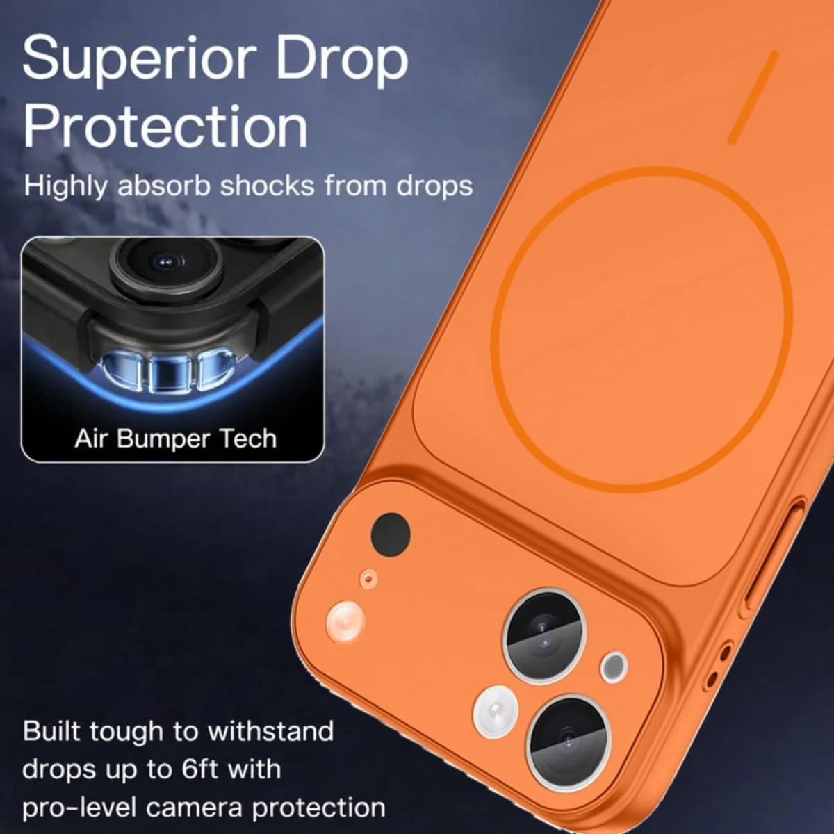 DL3 Mobilak Case for iPhone 11, Converter Design Cover, Compatible With MagSafe, Case with Glass Camera Panel, Built-in Camera Guard, Slim Shockproof Cover - Orange