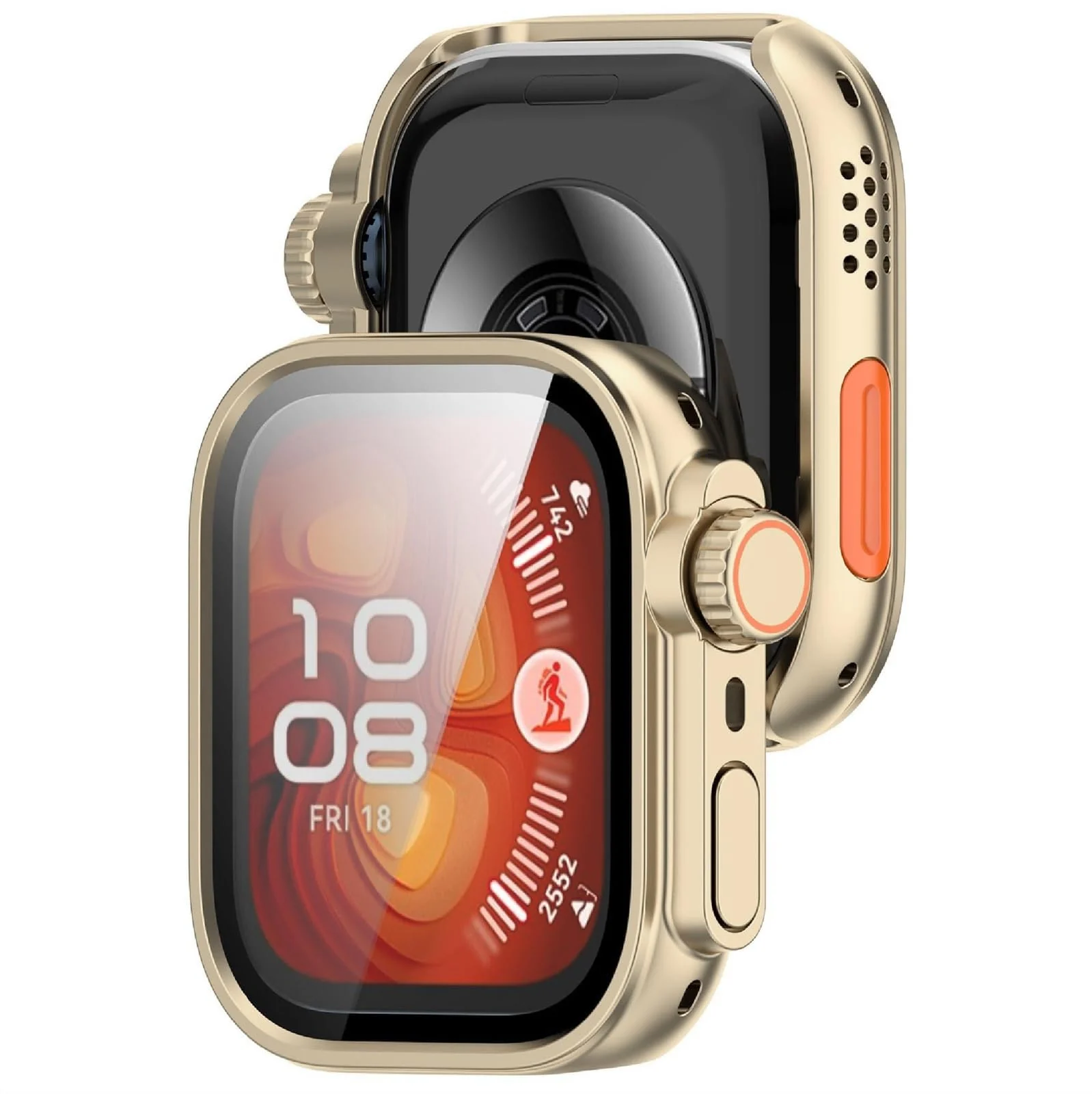 DL3 Mobilak for Huawei Watch Fit 4 Pro 2025 Case Screen Protector, [Looks Like iWatch Ultra Case] Built-in Tempered Glass Screen Unique Design Case Cover for Huawei Watch Fit4 Pro - Gold