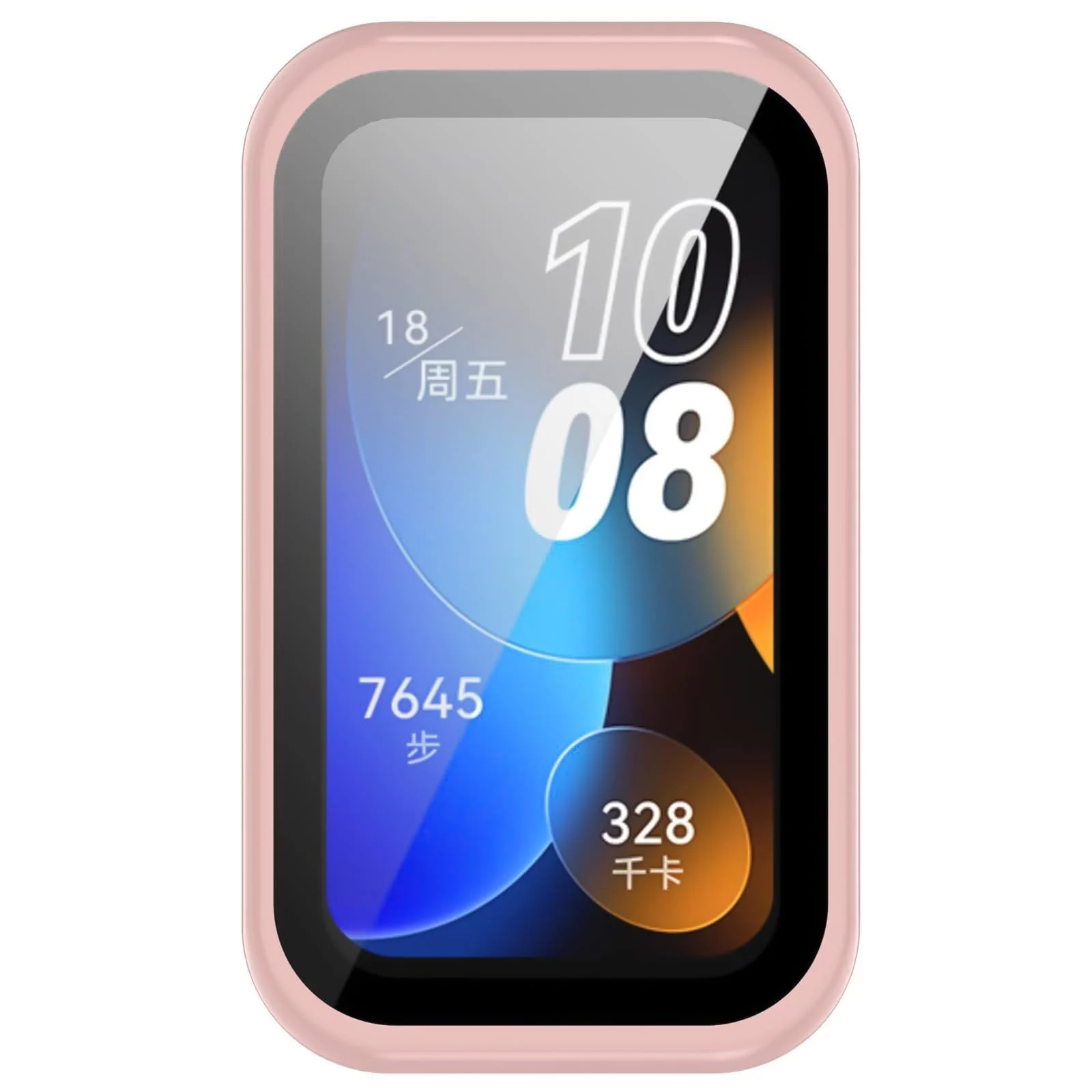 DL3 MOBILAK Full-Coverage Watch Case with Tempered Glass for Huawei Band 8 / Band 9, Pink