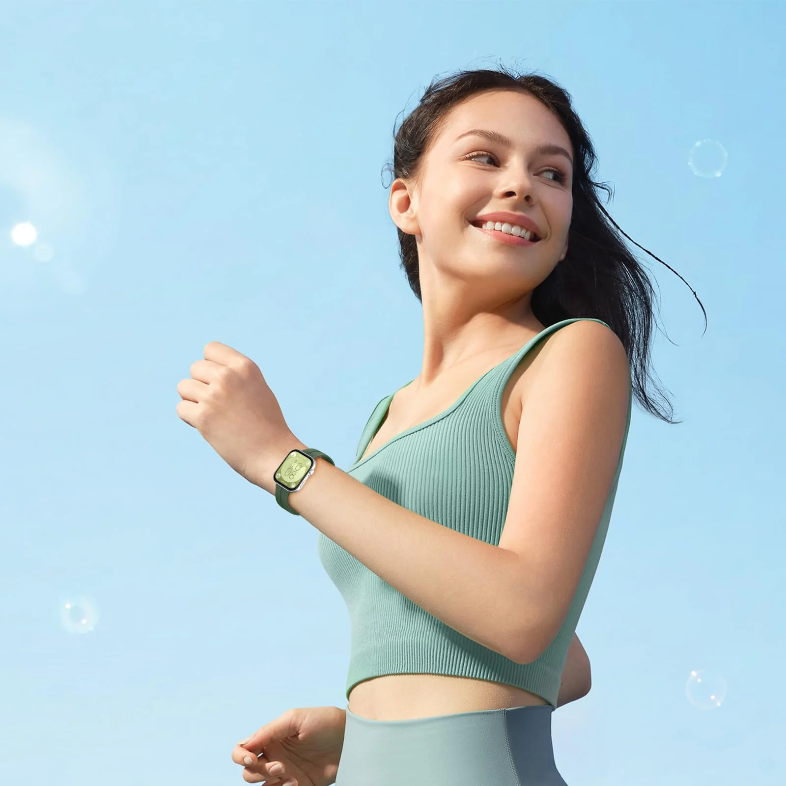 DL3 Mobilak Silicone Strap Compatible with Huawei Watch Fit 3 Magnetic Metal Stainless Buckle Sport Silicone Strap for Huawei Watch Fit3 Band Quick Release Soft Replacment Wristband - Green