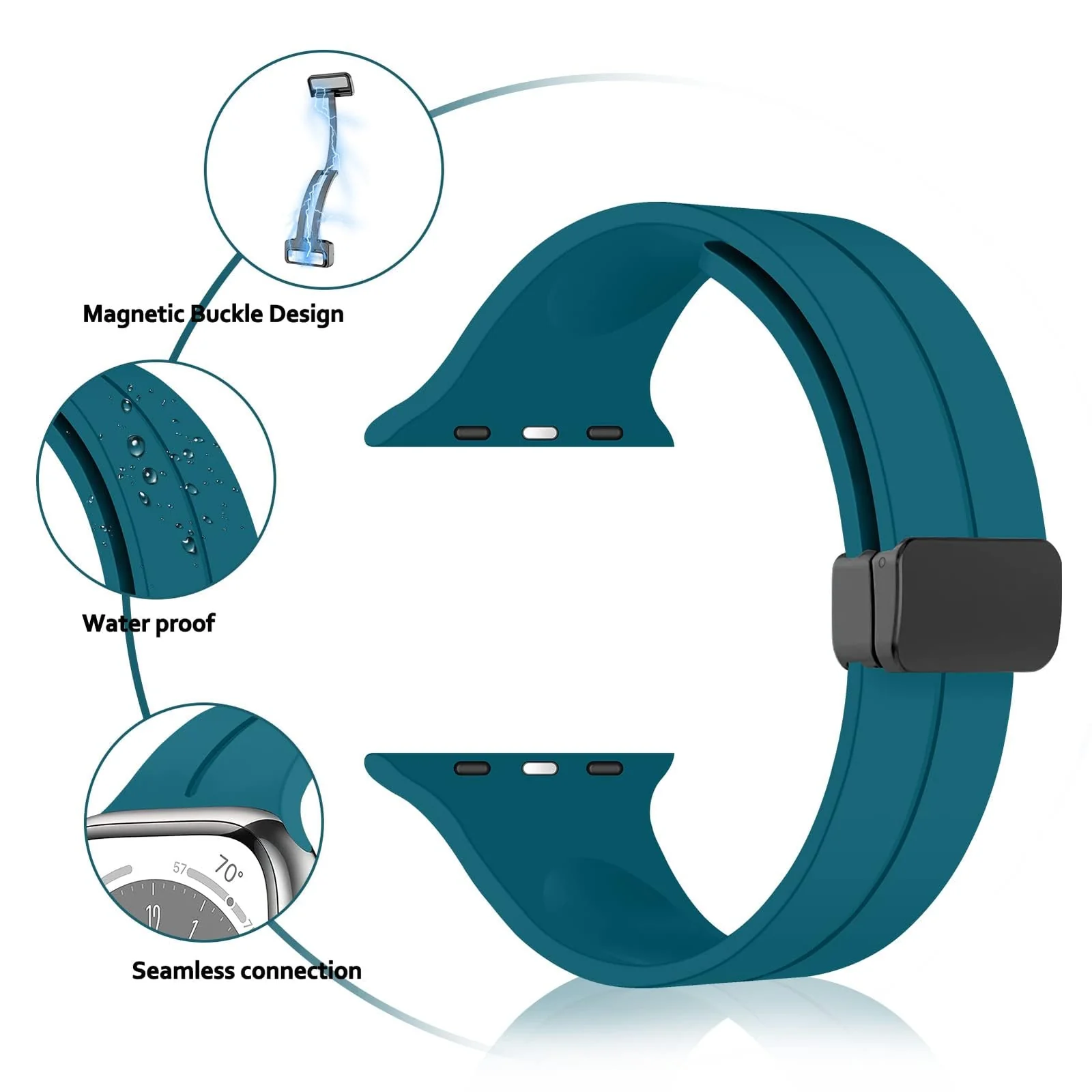 DL3 Mobilak Magnetic Bands for Apple Watch Ultra/Ultra 2 Band 49mm 45mm 44mm 42mm 41mm 40mm 38mm, Soft Sport Silicone Strap for iwatch Series 9/8/7/6/5/4 (Stone, 38mm/40mm/41mm) - Stone Blue