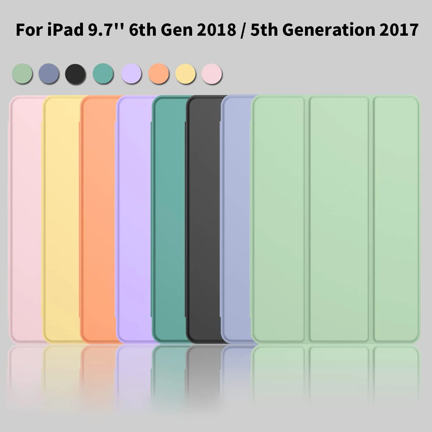 DL3 Mobilak Case For iPad 9.7-inch, (2018/2017), iPad Pro 9.7 Inch 2016, iPad Air 2nd/1st Smart Cover with Pencil Holder and Soft Silicone Back, Full Body Protection, Auto Wake/Sleep - Mint Green