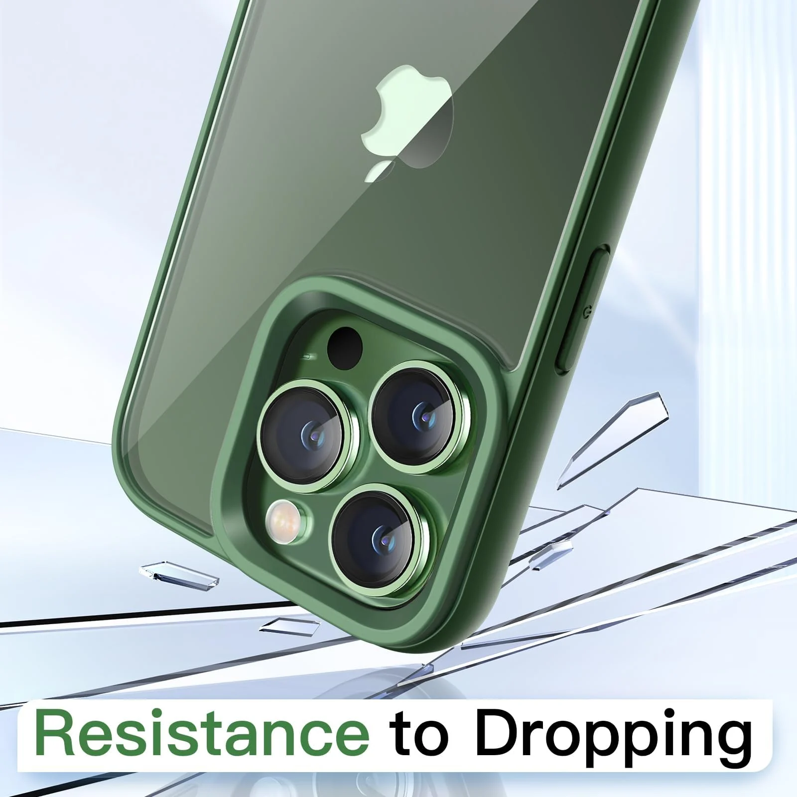 DL3 Mobilak Clear TPU Case for iPhone 15 Pro 6.1-Inch, Supports wireless charging, Shock-absorbing protection, Anti-fingerprint finish - Green