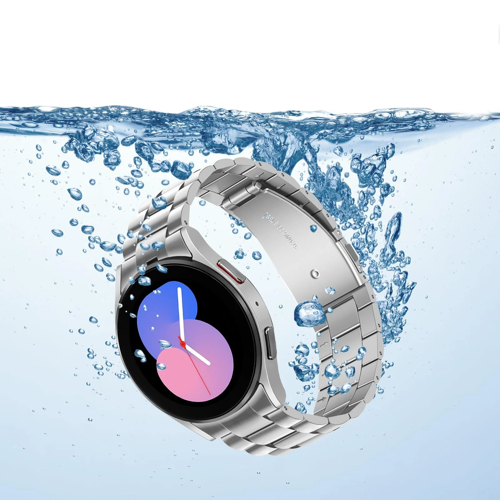 DL3 Mobilak No Gap Straps Compatible with Samsung Galaxy Watch 7/6/5/4 44mm 40mm, 20mm Metal Band for Galaxy Watch FE/6 Classic 47mm 43mm/5/5 Pro 45mm/4/4 Classic 46mm 42mm - Silver