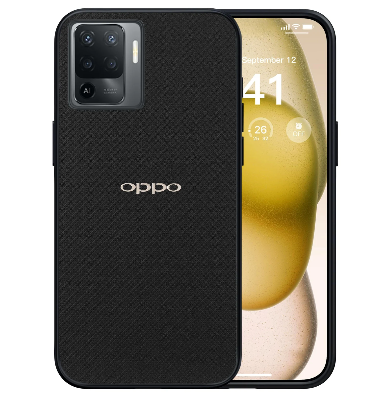 Dl3 Mobilak Compatible with Oppo A94 4G / F19 Pro 4G / Reno 5F Case Dual Layer Heavy Duty Cell Phone Protective Cover Shockproof Rugged with Non-Slip Textured - Black