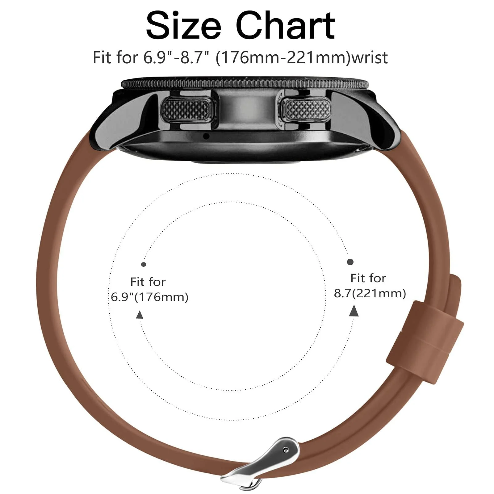 DL3 Mobilak Silicone Bands 22MM Strap Compatible with Samsung galaxy watch3 45mm/galaxy 46mm/Gear S3/Huawei watch GT3 46MM/GT2E/GT2 Pro/GT GT2 46MM/Honor Magic Watch2 46mm/Compatible (A. ) - A.Brown