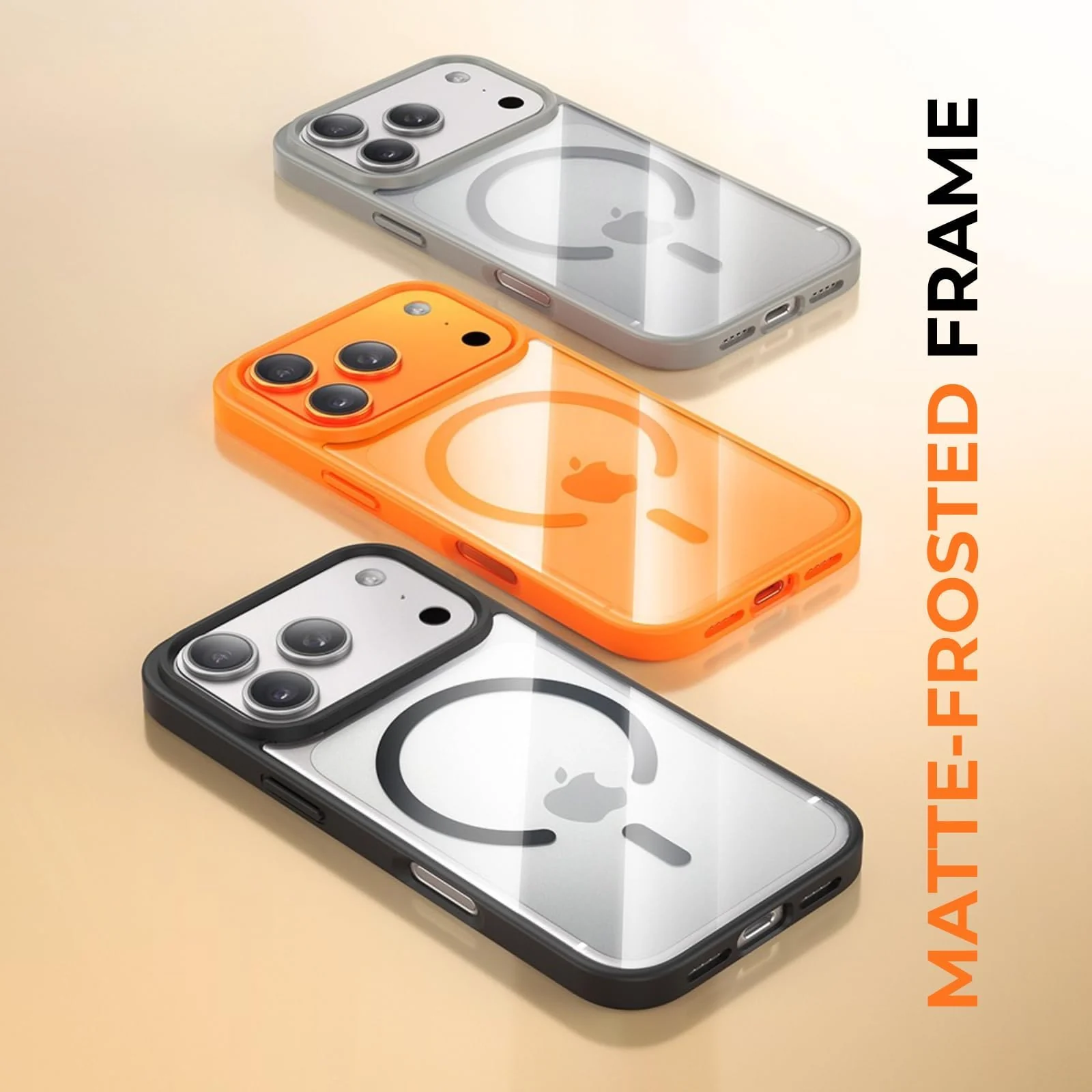 DL3 Mobilak Clear MagSafe-Compatible Magnetic Case for iPhone 17 Pro 6.3-Inch with Military-Grade Protection - Orange
