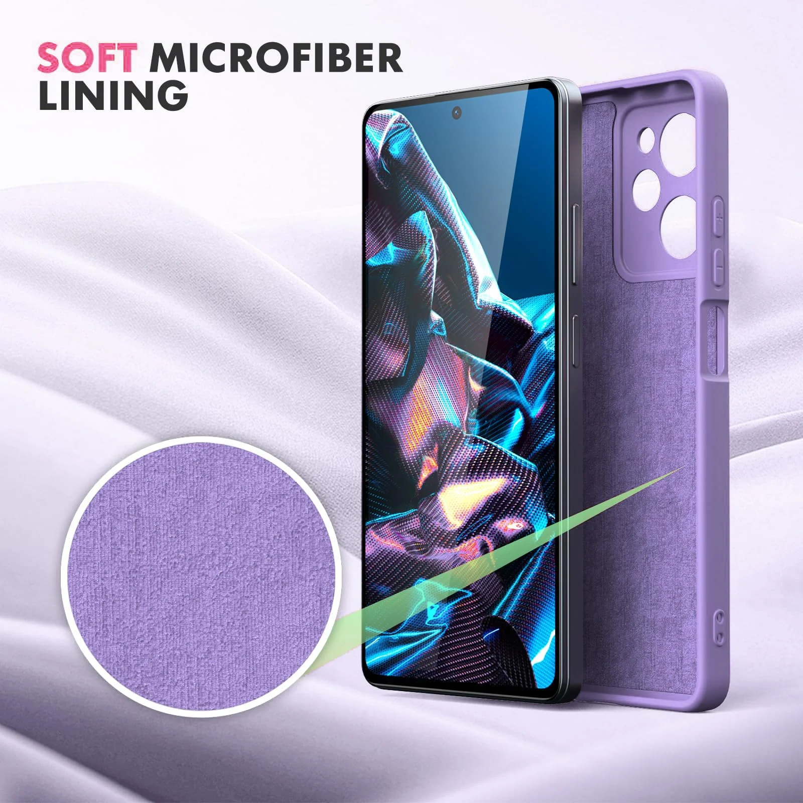 DL3 Mobilak Silicone Protective Case for POCO X5 Pro 5G, Shock-absorbing protection, Scratch-resistant surface, Soft microfiber lining - Light Purple