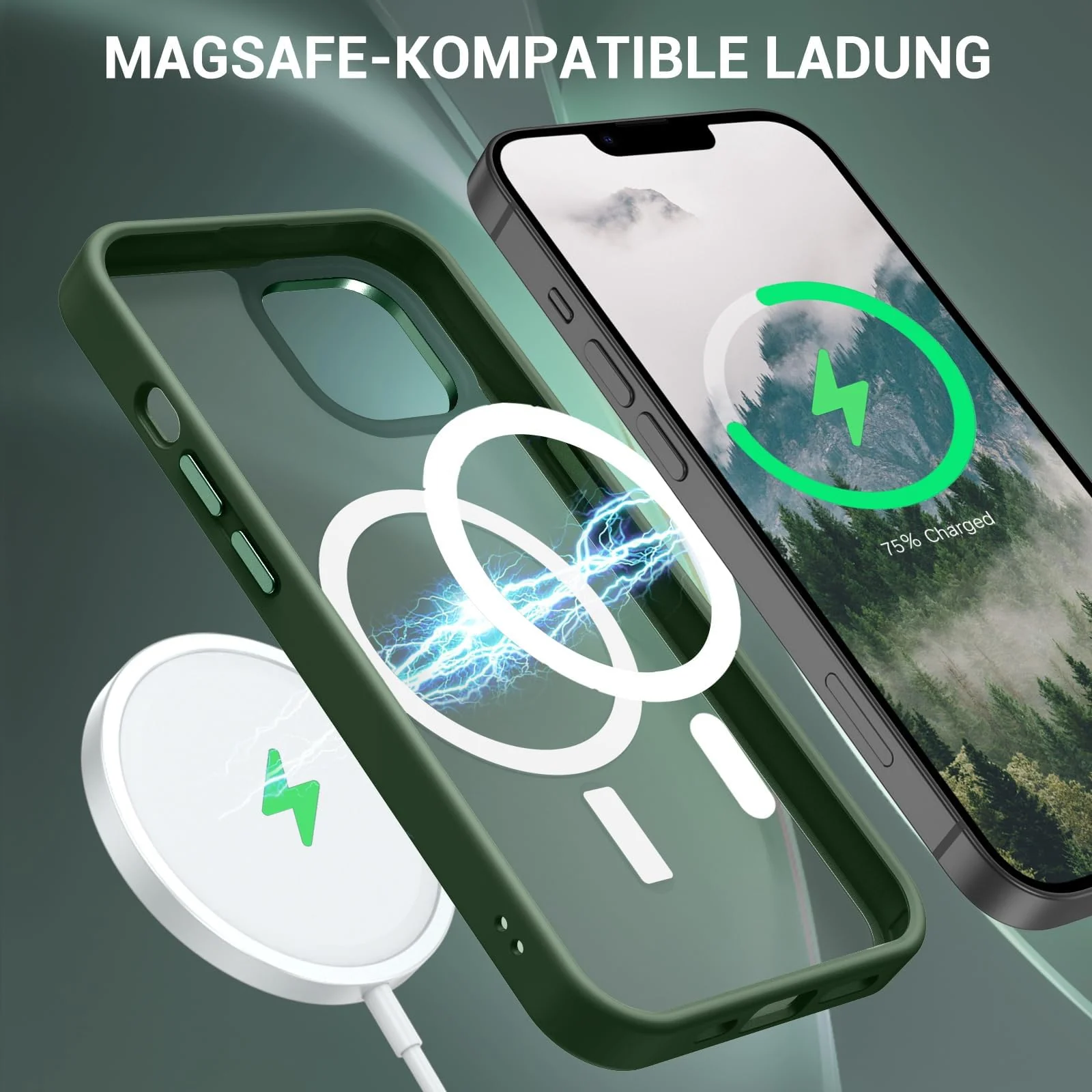 DL3 Mobilak Case for iPhone 15+ Plus/iPhone 14 Plus 6.7-Inch Magnetic Translucent Matte Phone Cases [Compatible with MagSafe] Thin Slim Fit Shockproof Hard Protective Cover - Green