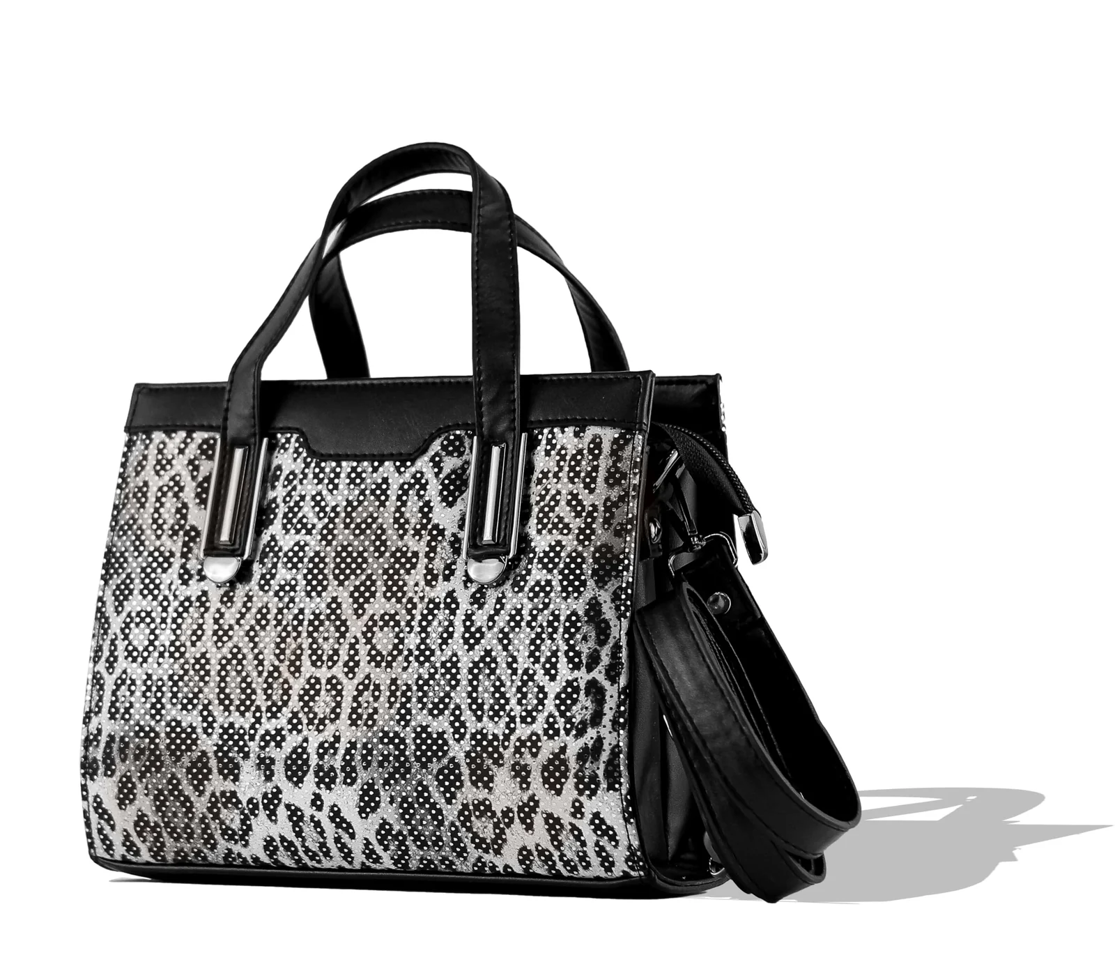Mobigon Elegant Women’s Handbag with Shoulder Strap, Textured Leather Baguette Purse with Gold Clasp, Magnetic Snap & Zipper Compartments, Structured Top Handle Bag for Work & Daily Use