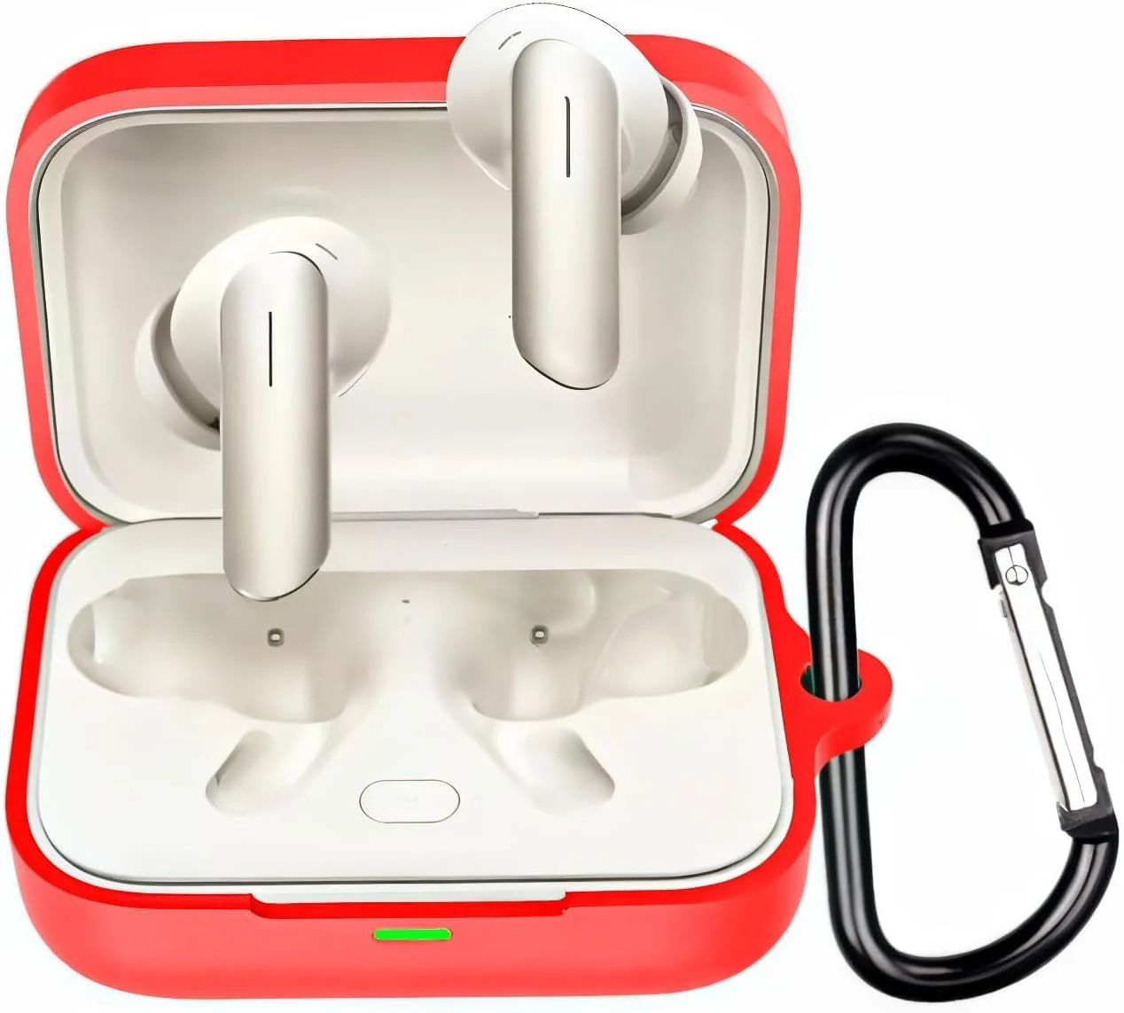 MOBIGON Soft Silicone Earbuds Case with Carabiner for Realme Buds Air 7 Pro / Air 7, Red
