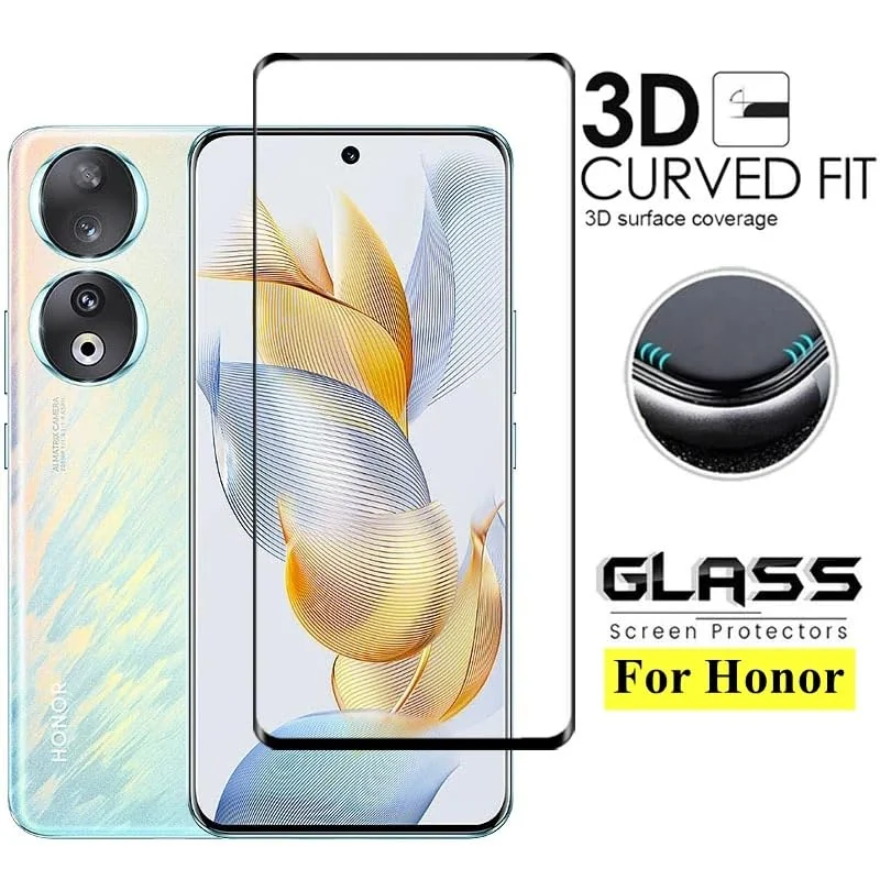 DL3 Mobilak Full Curved 5D Glass Screen Protector Full Glue For Honor 90 - Black