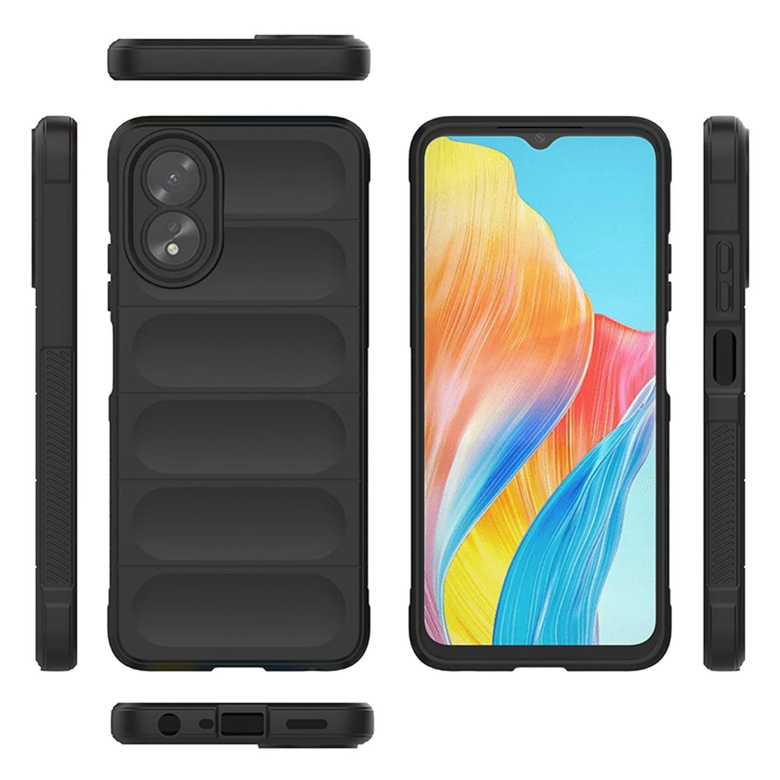 DL3 Mobilak Soft Silicone Protective Case for OPPO A38 4G / OPPO A18 4G with Camera Protection and Shockproof Design - Black