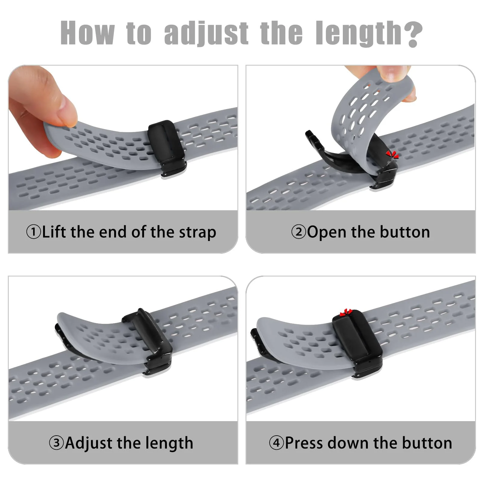 DL3 Mobilak Strap For Xiaomi Mi Band 10/9/8 Magnetic Metal Buckle Sport Silicone Breathable Strap for Men Women Band Quick Release Soft Replacment Wristband For Xiaomi Smart Band 8/9/10 - Gray