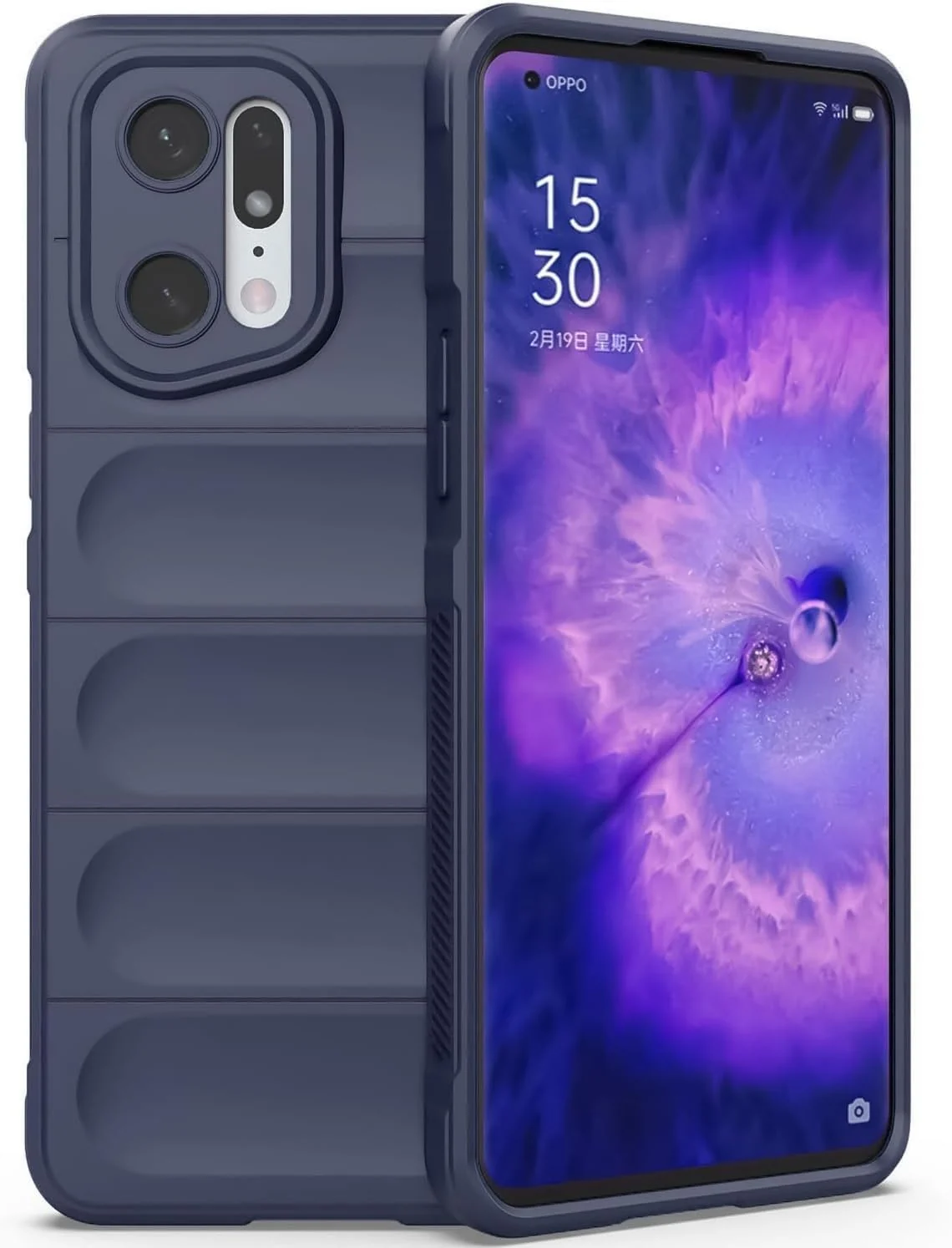 DL3 Mobilak Flexible Silicone and TPU Protective Case with Camera Protection for OPPO Find X5 - Blue