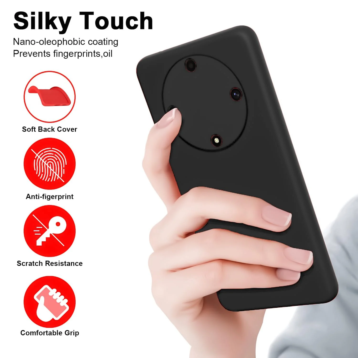 DL3 Mobilak Silicone Protective Case for Honor X9b, Shock-absorbing protection, Scratch-resistant surface, Soft microfiber lining - Black
