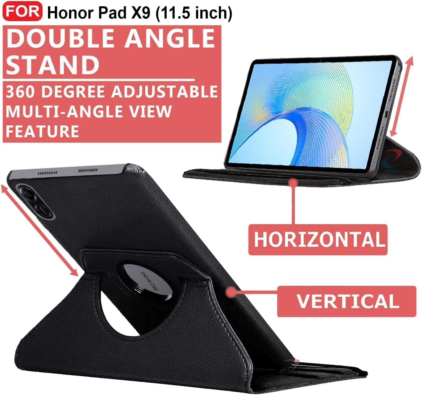 DL3 Mobilak Protective Cover for Honor Pad X9 Case 11.5 inch 2023, 360° Rotatable Smart Stand, Leather Folio Flip Cover with Multi-Angle Viewing, Auto Wake Sleep - Blue