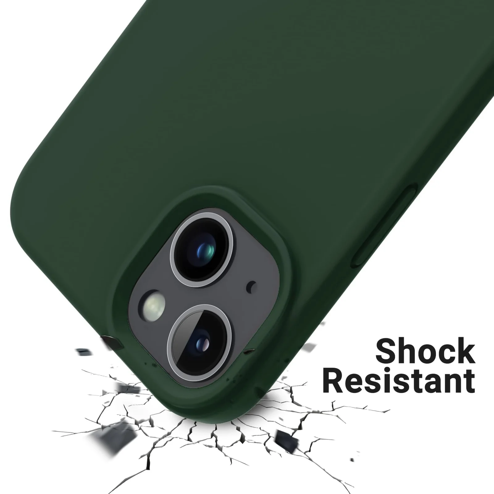 DL3 Mobilak Liquid Silicone Protective Case for iPhone 13 / iPhone 14 with Camera Protection and Microfiber Lining - Green 2