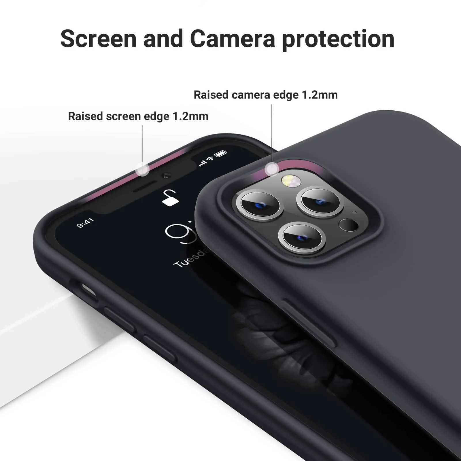DL3 Mobilak Liquid Silicone Case for iPhone 15 Pro Max, Supports wireless charging, Shock-absorbing protection, Scratch-resistant surface - Deep Gray