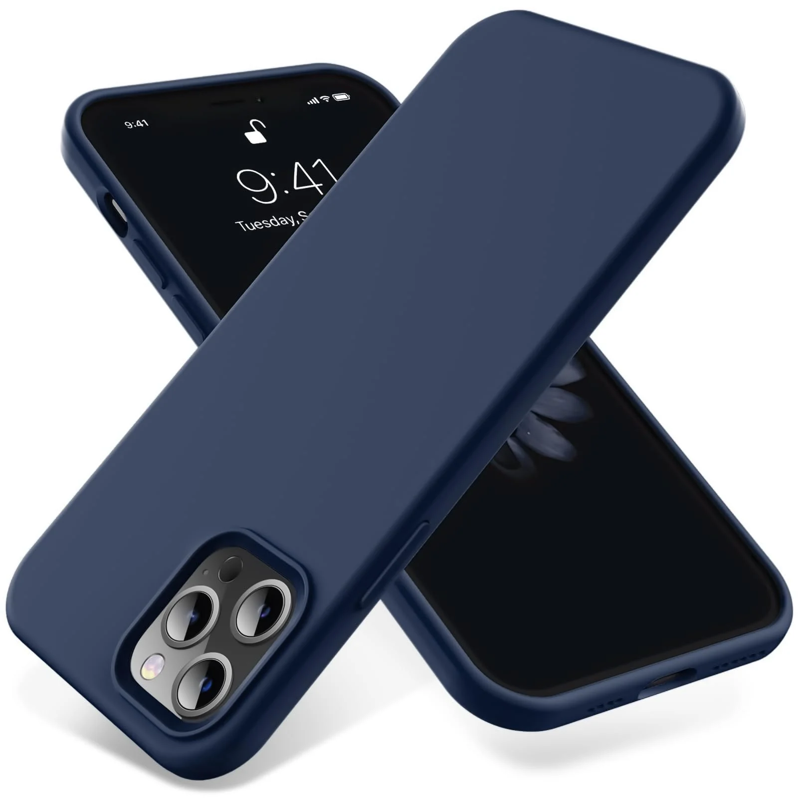 DL3 Mobilak Liquid Silicone Case for iPhone 12 Pro Max (6.7 Inch), Shock-absorbing protection, Scratch-resistant surface, Soft microfiber lining - Blue