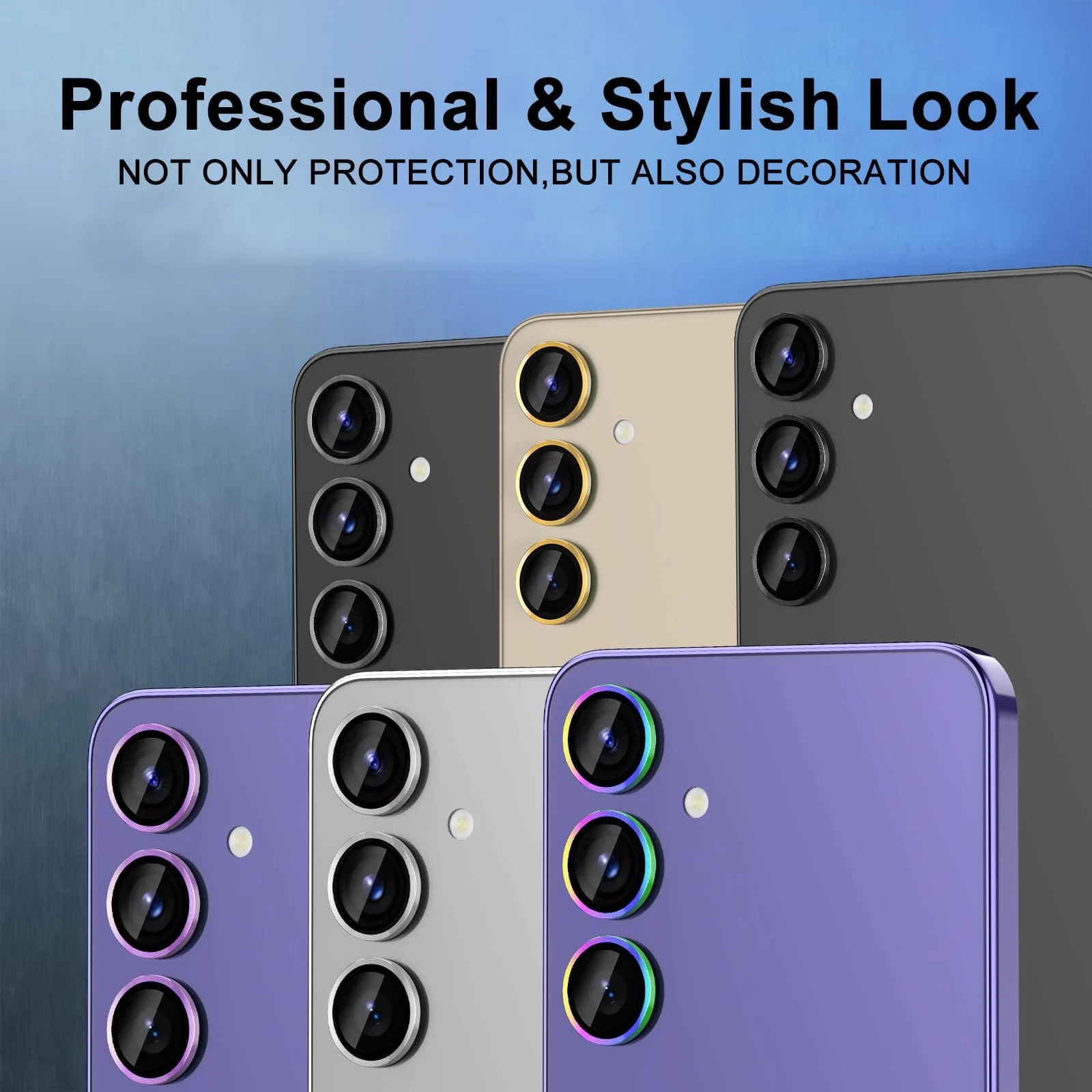 DL3 Mobilak Camera Lens Protector for Samsung Galaxy S24 / S23 / S23 Plus, Ultra HD Anti-Scratch Tempered Glass 9H with Aluminium Alloy Ring, Full Cover Protector Camera [Not for S24+] - Gray