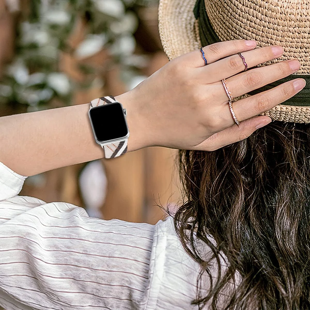 DL3 MOBILAK Nylon Solo Loop Stretchy Straps For Apple Watch Band 49mm 45mm 44mm 42mm 41mm 40mm 38mm, Elastic Wristbands for Series 8 9 Ultra 7 6 5 4 3 2 1 (Grid Pattern, 38MM/40MM/41MM)
