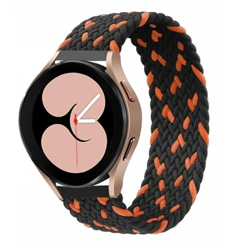 Medium — DL3 Mobilak Band 22MM Nylon Braided Solo Loop Strap Compatible with Samsung galaxy watch3 45mm/galaxy 46mm/Gear S3/Huawei watch GT3 46MM/GT2E/GT2 Pro/GT GT2 46MM/Compatible (Medium) - Black Orange