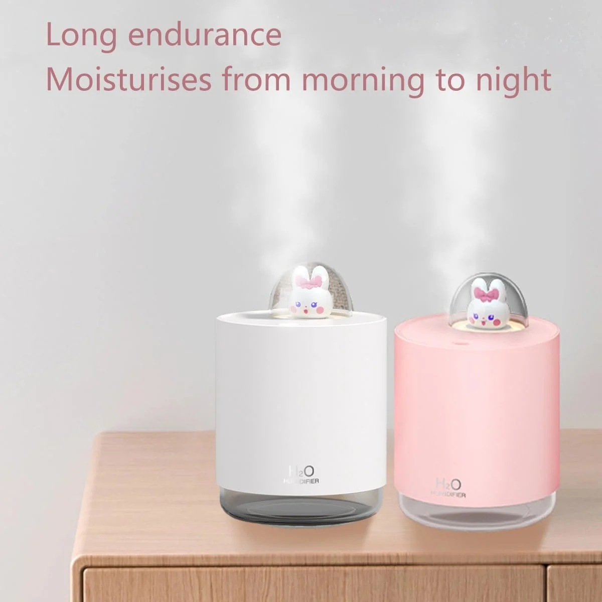 Mobigon Wood Cool Mist Ultrasonic Humidifier for Room Moisture, Aroma Diffuser for Home, 300ml Essential Oil Diffuser with 7 Colorful Night Light, Auto Shut-Off, Home, Office, car - C.Pink