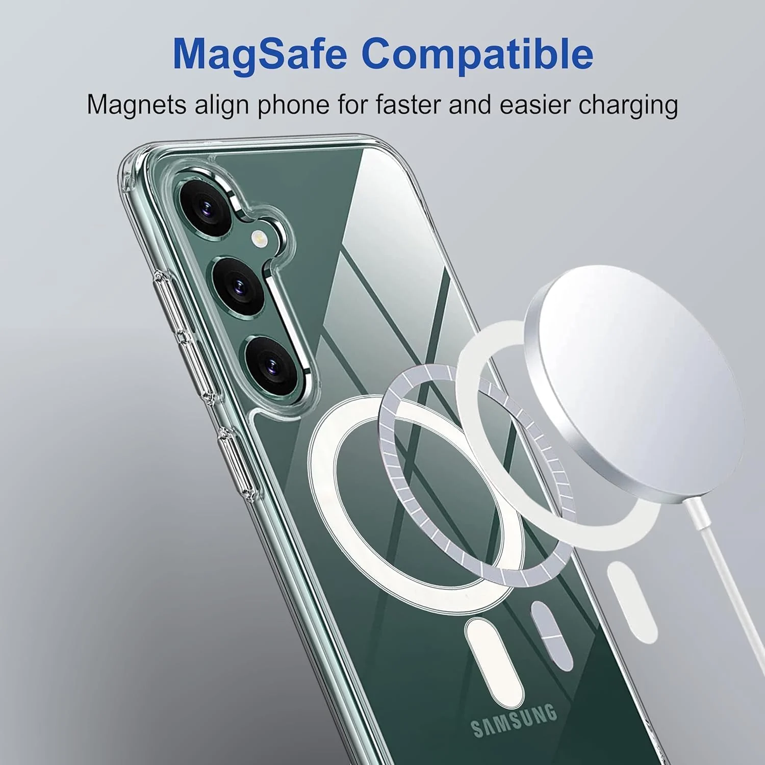 DL3 Mobilak for Samsung Galaxy S23 FE Case [Compatible with MagSafe] Slim Magnetic Bumper Case - Clear
