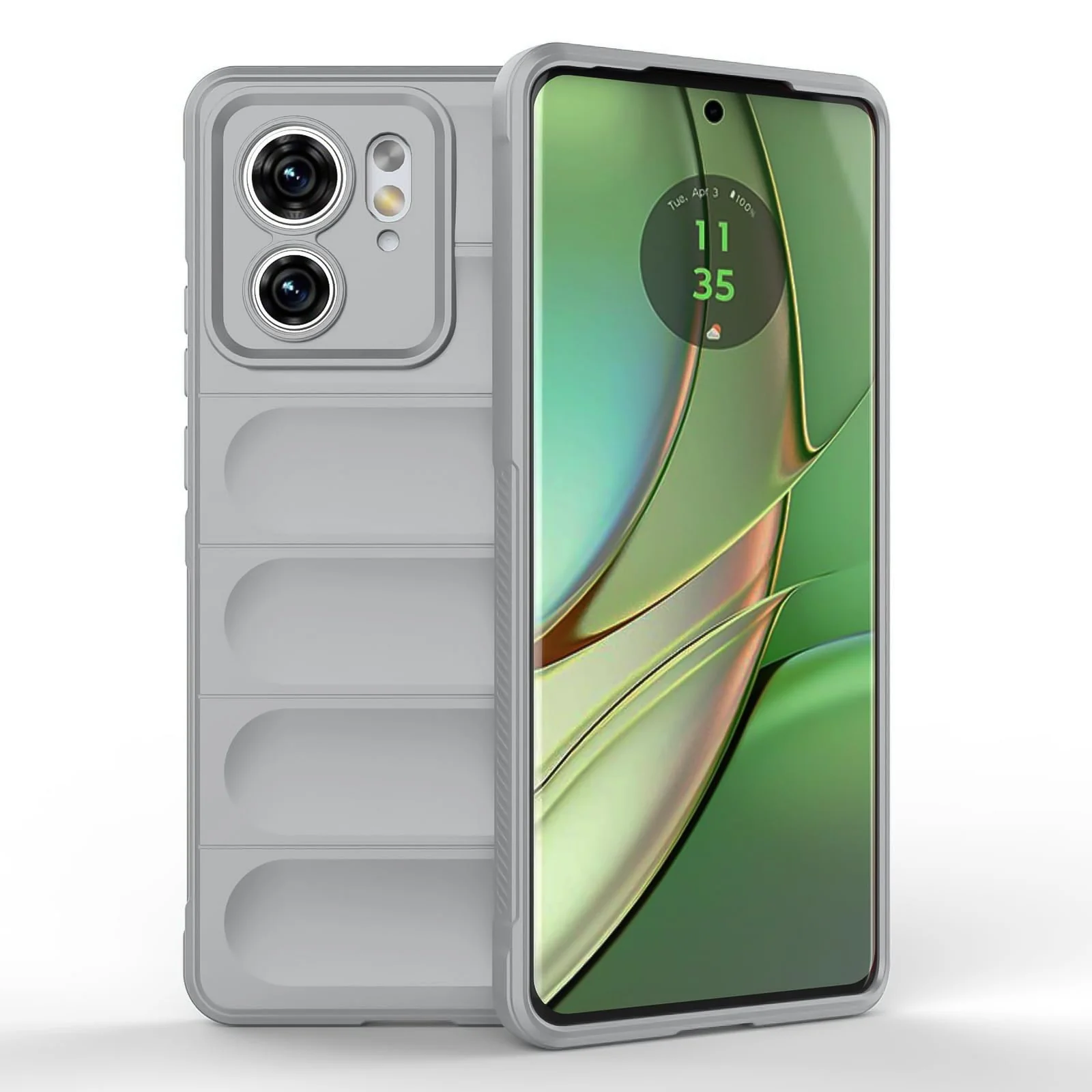 DL3 Mobilak Silicone Case for Motorola Edge 40 5G Heavy Duty Protective [Slim Fit] Shockproof Soft Flexible Protective Design Shock-Absorption TPU Cover With Camera Protection - Gray
