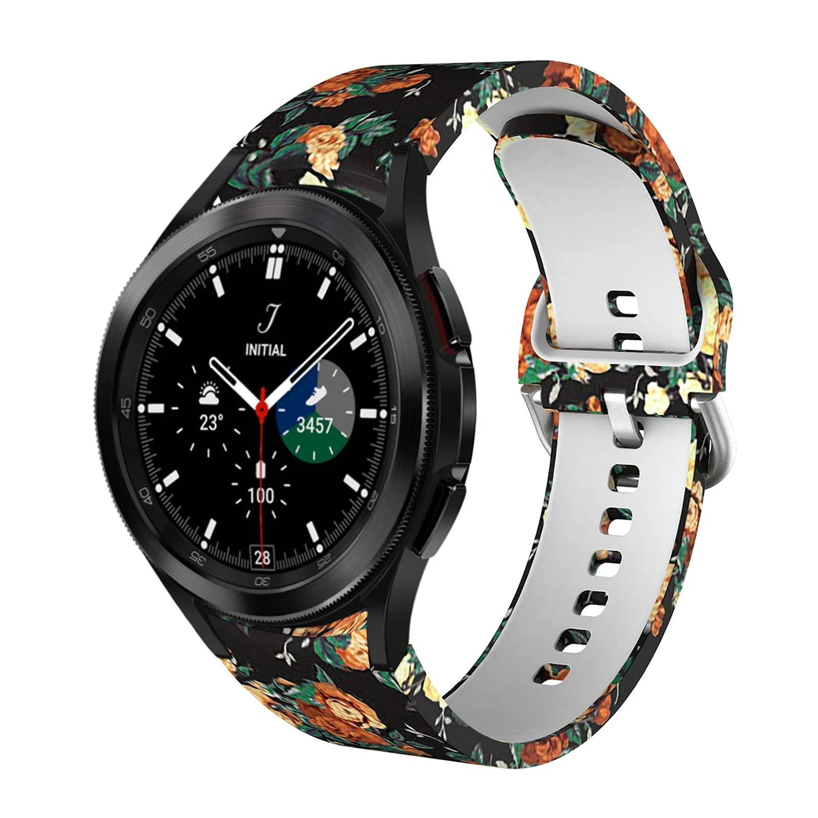 DL3 Mobilak No Gap Bands Compatible with Samsung Galaxy Watch 7 5 4 6 Band 44mm 40mm/Watch 5 Pro 45mm/Galaxy Watch 4 Classic 46mm 42mm Strap,20mm Quick Release Sport Replacement Bands for Women Men - Flower