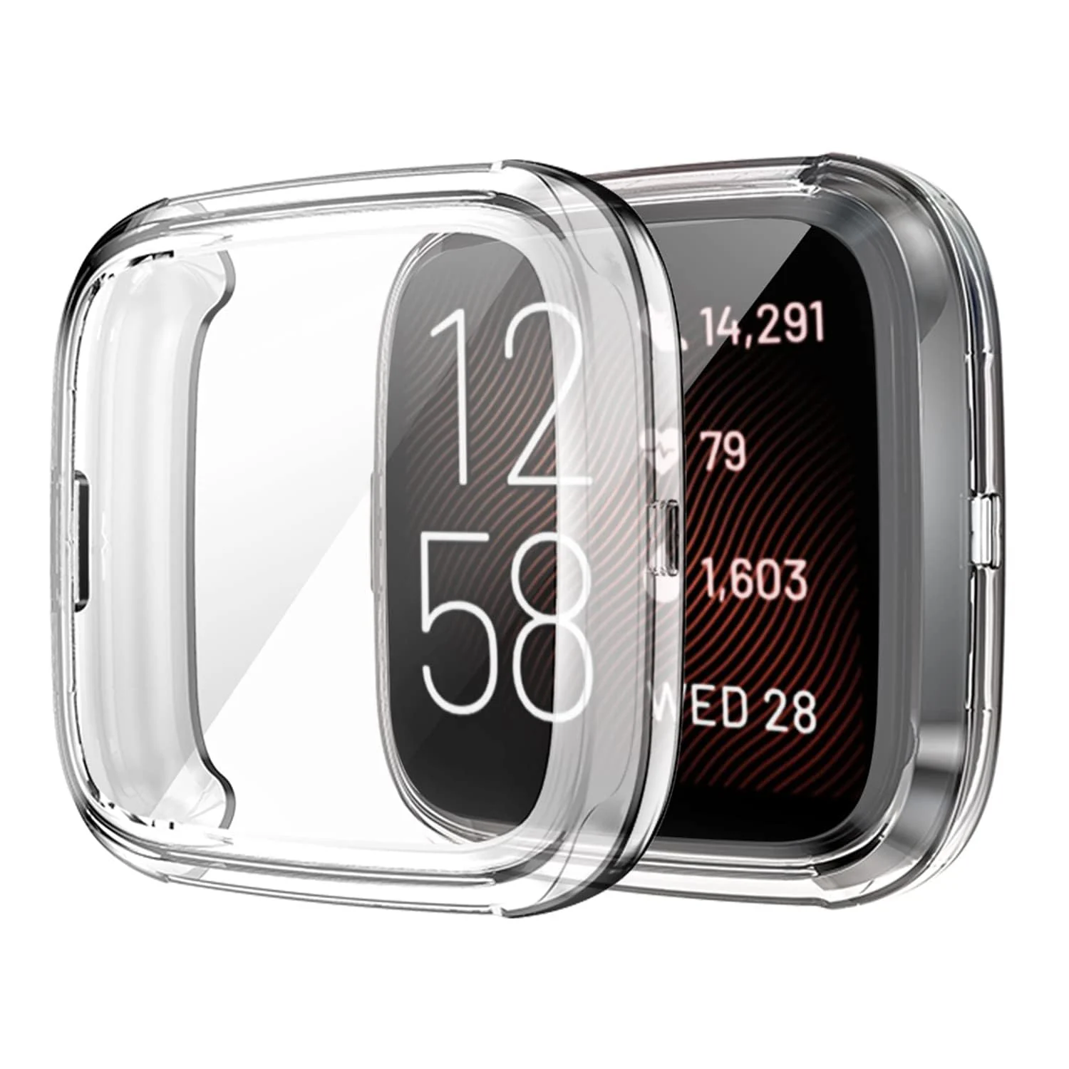 DL3 Mobilak Case Compatible with Fitbit Versa 2 Case All-Around with Built-in Screen Protector Watch Soft TPU Shockproof Cover Slim Guard Thin Bumper Shell Protector For Versa 2 - Clear