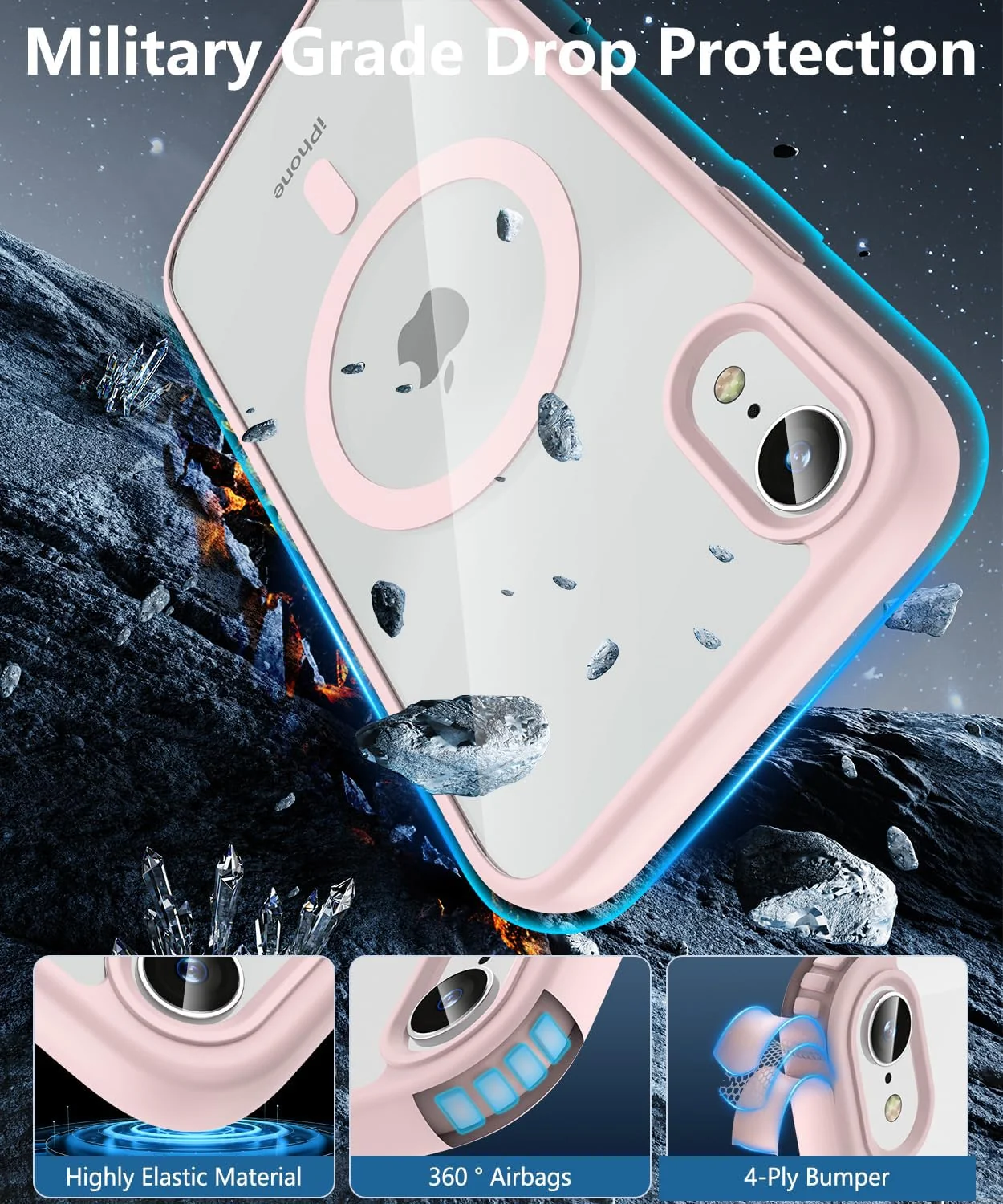 DL3 MOBILAK Case Magnetic Crystal Clear for iPhone XR 6.1-Inch, [Compatible with MagSafe] Slim Phone Case Thin Cover - Pink