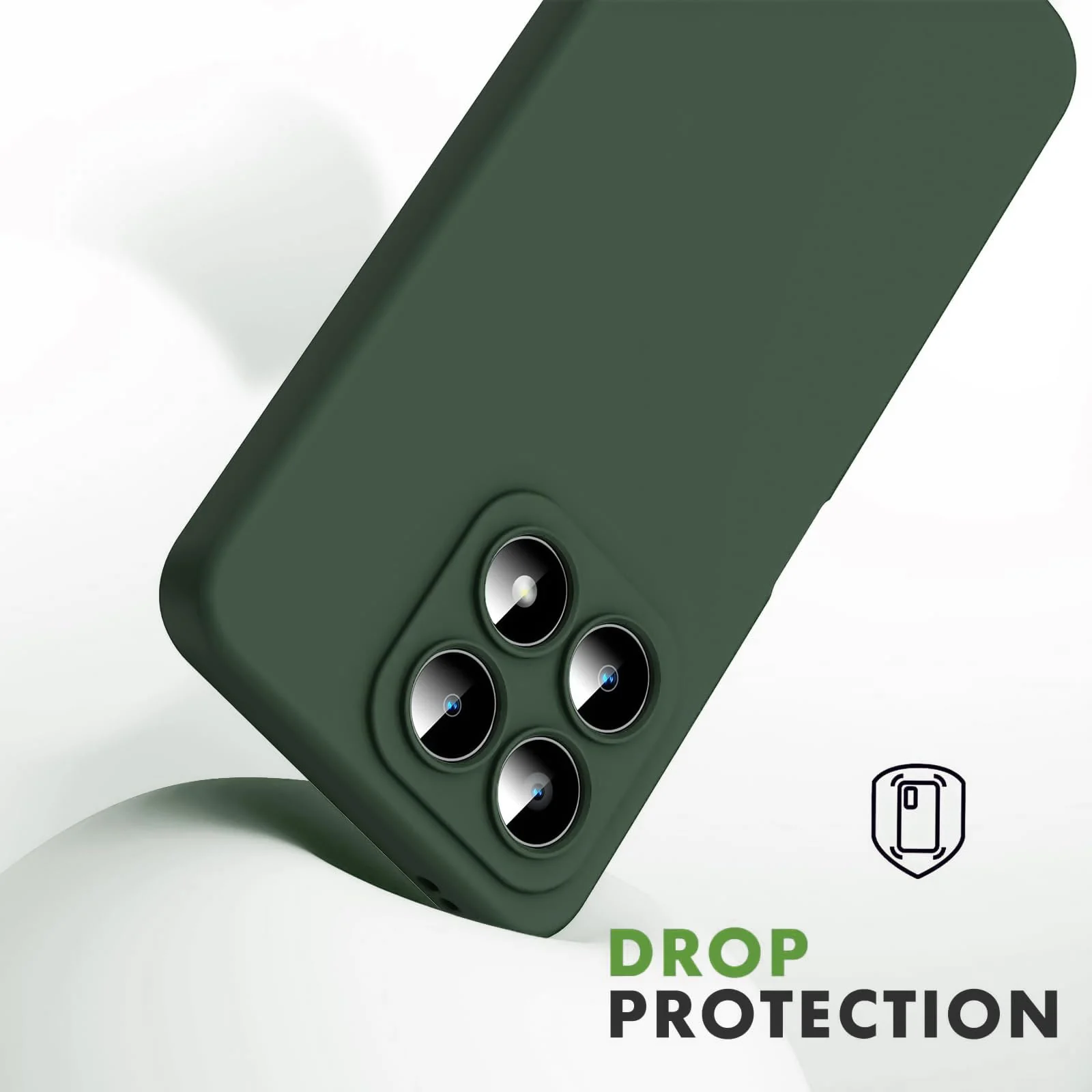 DL3 Mobilak Liquid Silicone Protective Case with Soft Microfiber Lining with Full Camera Protection for Honor X8A - Green