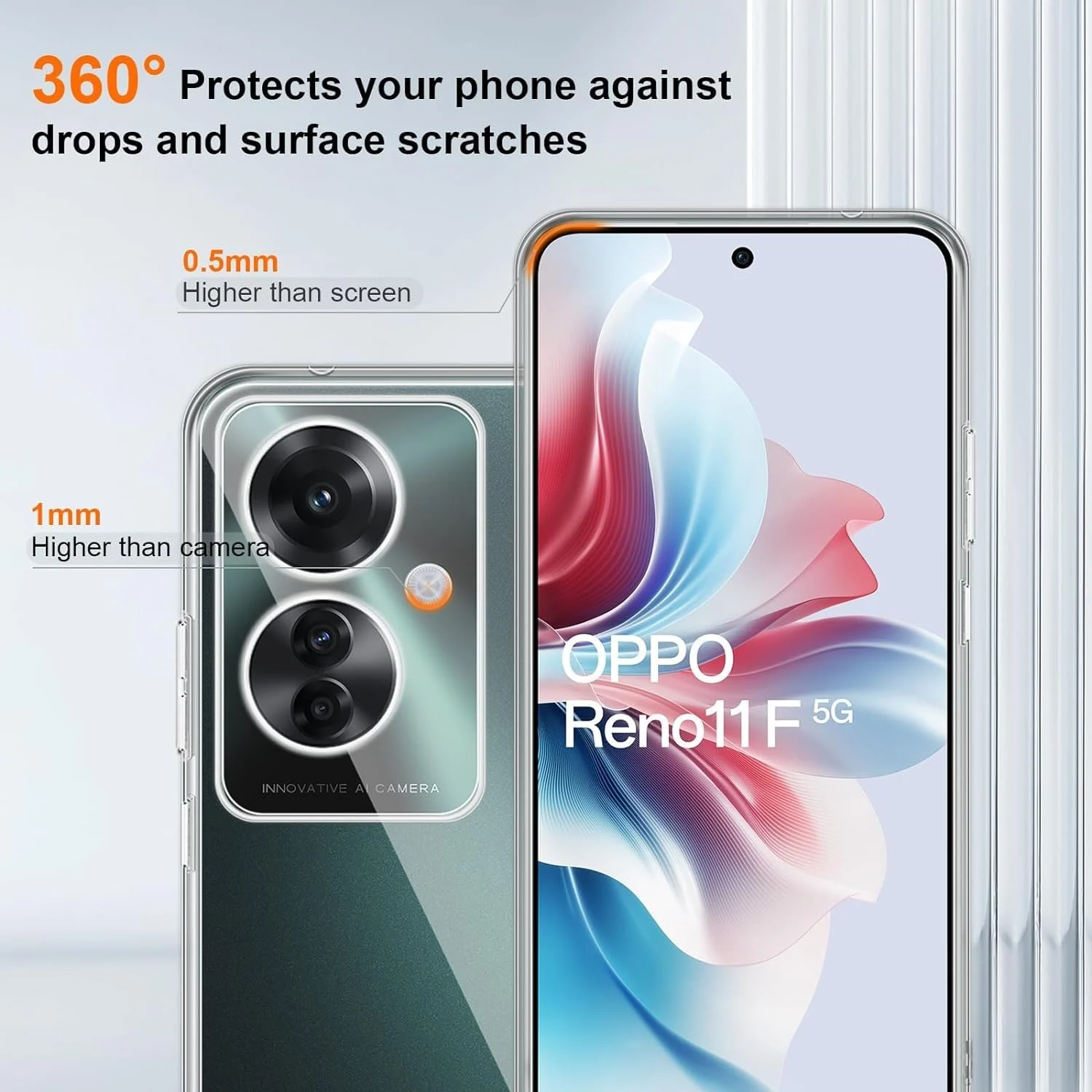 DL3 Mobilak Case Compatible with OPPO Reno11 F 5G / OPPO Reno 11F 5G Case Crystal Soft TPU Gel Case Flexible Silicone Anti-Scratch Camera Protection TPU Cover - Clear