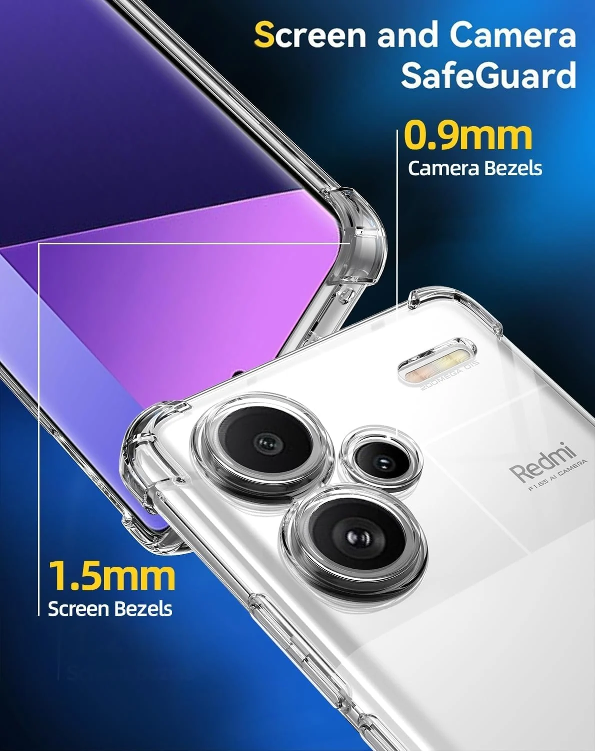 DL3 Mobilak Clear TPU Protective Case for Xiaomi Redmi Note 13 Pro+ Plus 5G with Camera Protection and Shockproof Design - Clear