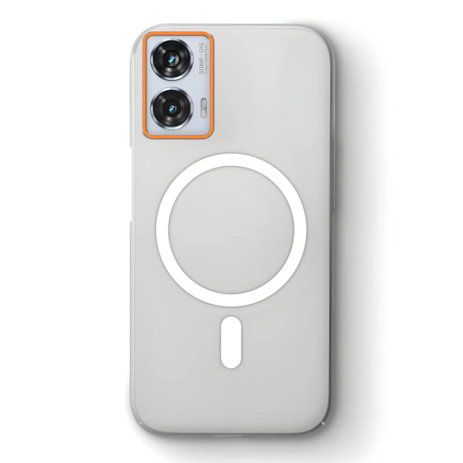 DL3 Mobilak Case Back Cover for Motorola Edge 50 Fusion, Sleek Frosted Translucent Back Only Compatible with Wireless Magnetic Accessories | Anti-Scratch Shockproof Phone Case - Clear