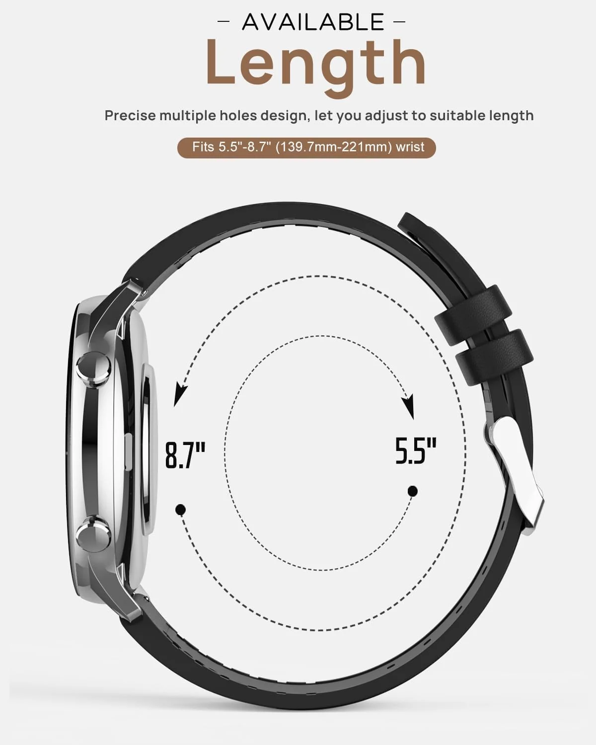 DL3 Mobilak Leather Band 20MM Strap For Samsung Gear Sport/Watch 7/6/5/4/5 Pro 45mm/S2 classic/active 2 40mm 44mm/Amaz fit GTS 2/2e/GTS 3/3 Pro/GTS 4/GTS 2 Mini/3 Mini/4 Mini/Bip 3 Pro (B. ) - Black