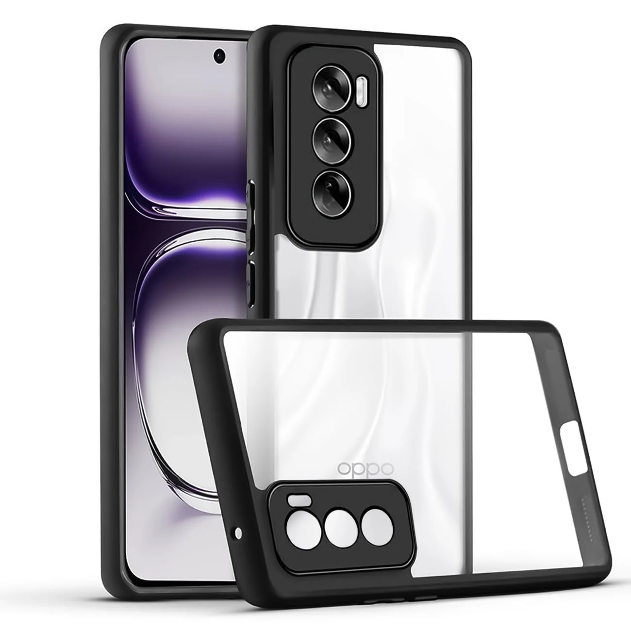 DL3 Mobilak Clear Protective Case for OPPO Reno 12 Pro 5G - Black