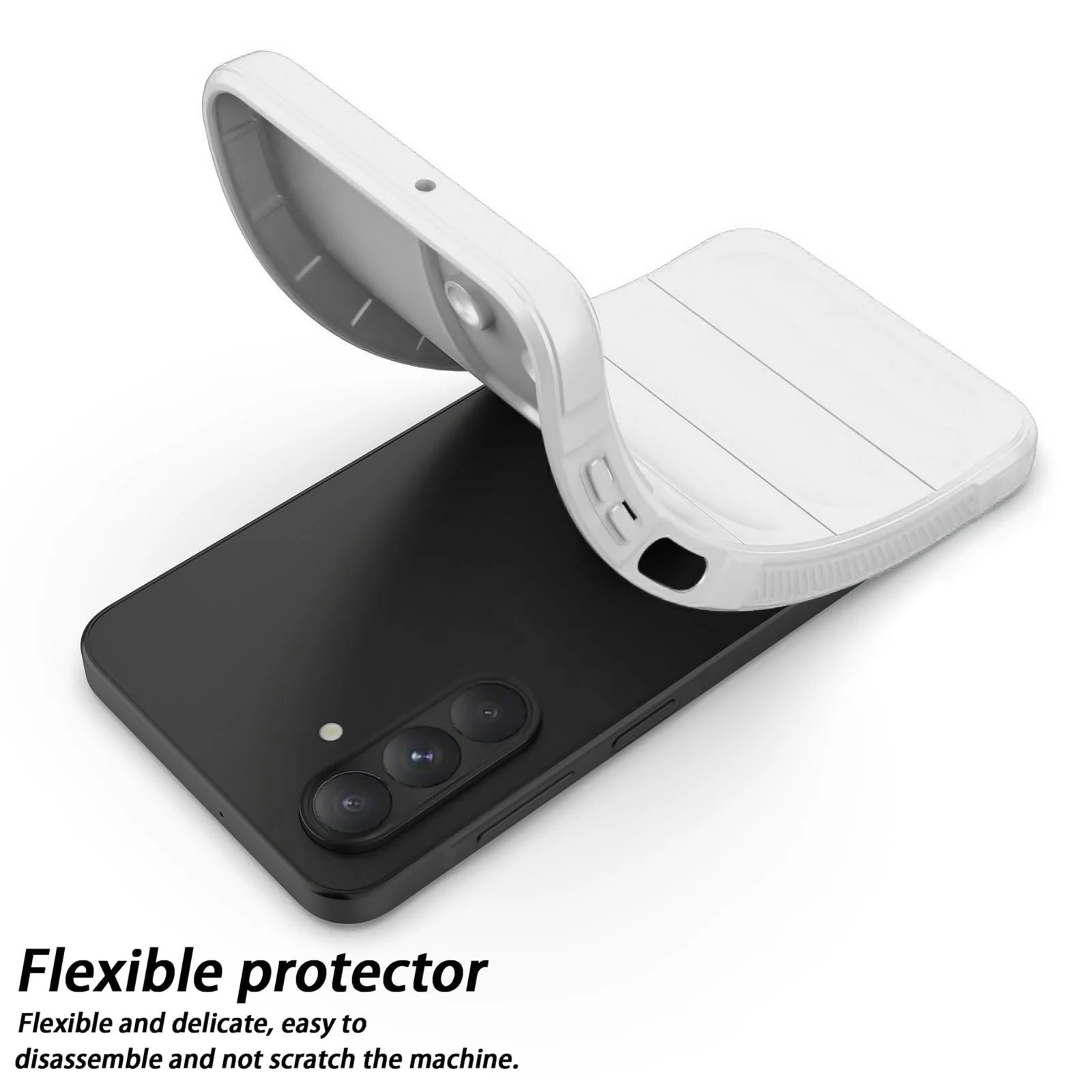 DL3 Mobilak Soft Silicone Protective Case for Samsung Galaxy A26 with Camera Protection and Shockproof Design - White