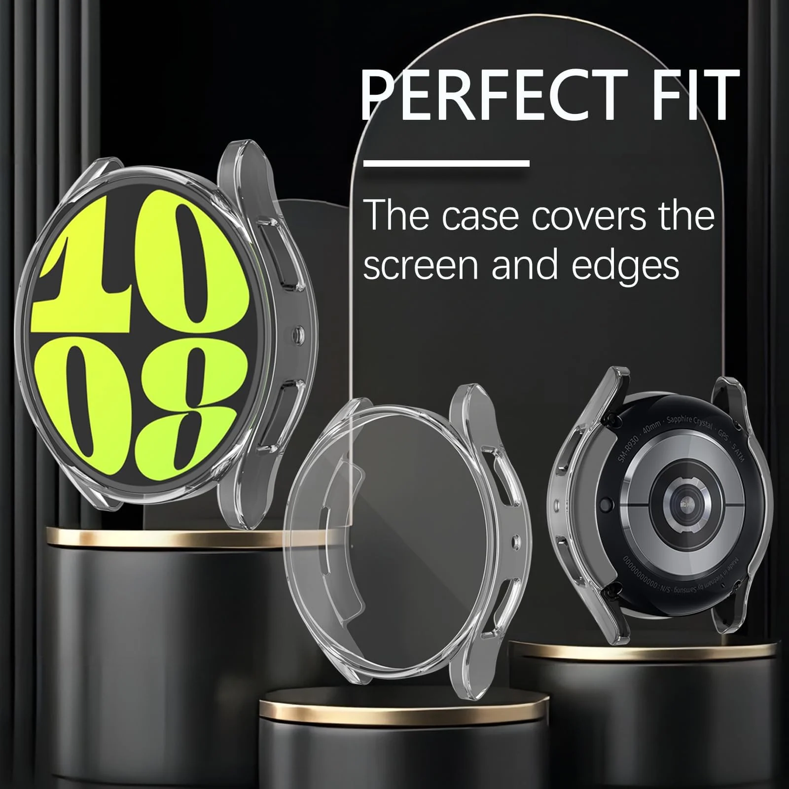 DL3 Mobilak Screen Protector Case for Samsung Galaxy Watch 6 44mm, Flexible TPU Cover Shockproof Protective Case Plated Bumper Shell Galaxy Watch 6 44mm - Clear