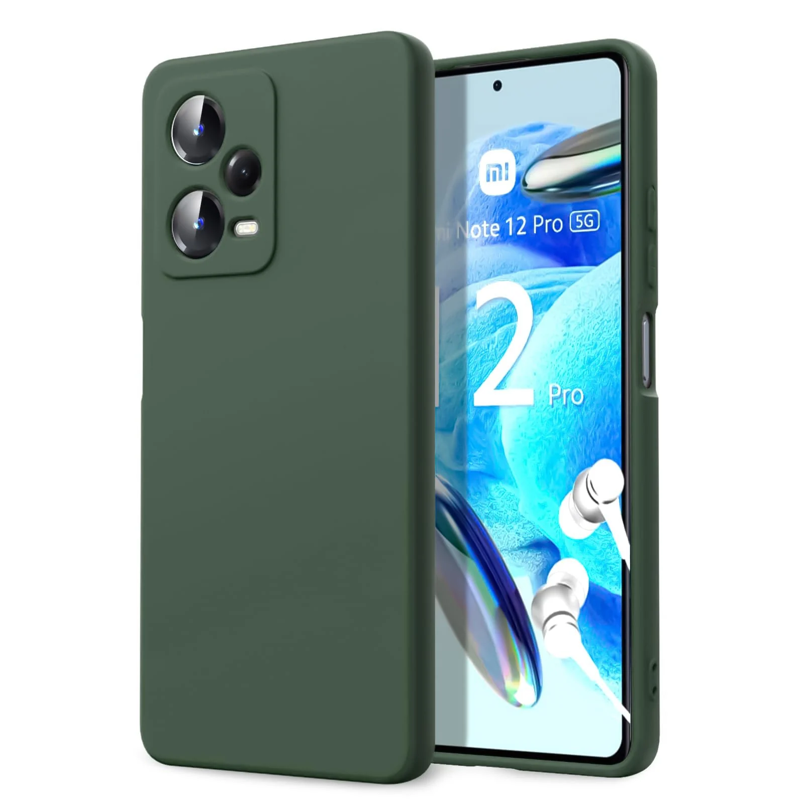 DL3 Mobilak Liquid Silicone Protective Case with Soft Microfiber Lining with Full Camera Protection for Xiaomi Redmi Note 12 Pro Plus 5G - Green