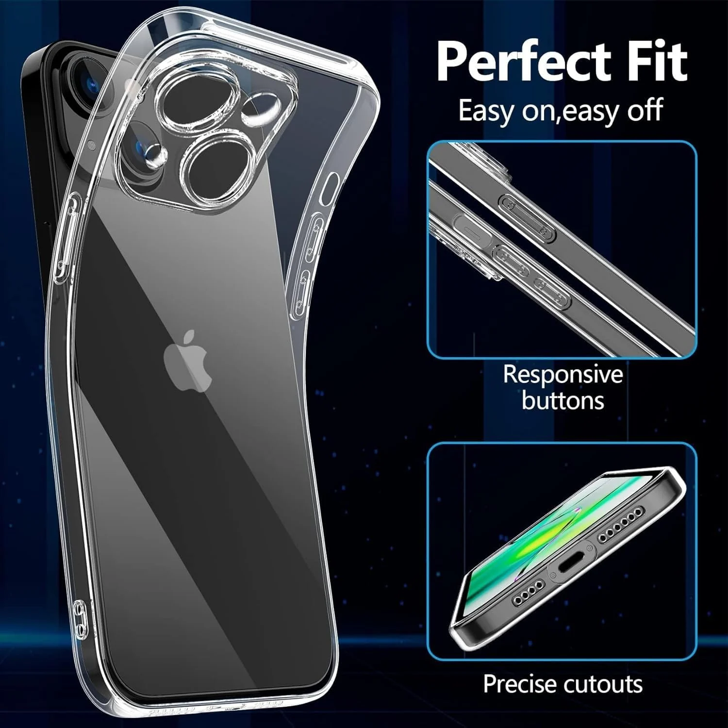 DL3 Mobilak Camera Protective Case Compatible with iPhone 15+ Plus/iPhone 14 Plus 6.7-Inch Case, Mobile Phone Case Thin Soft Silicone Anti-Yellow Protective Case - Clear