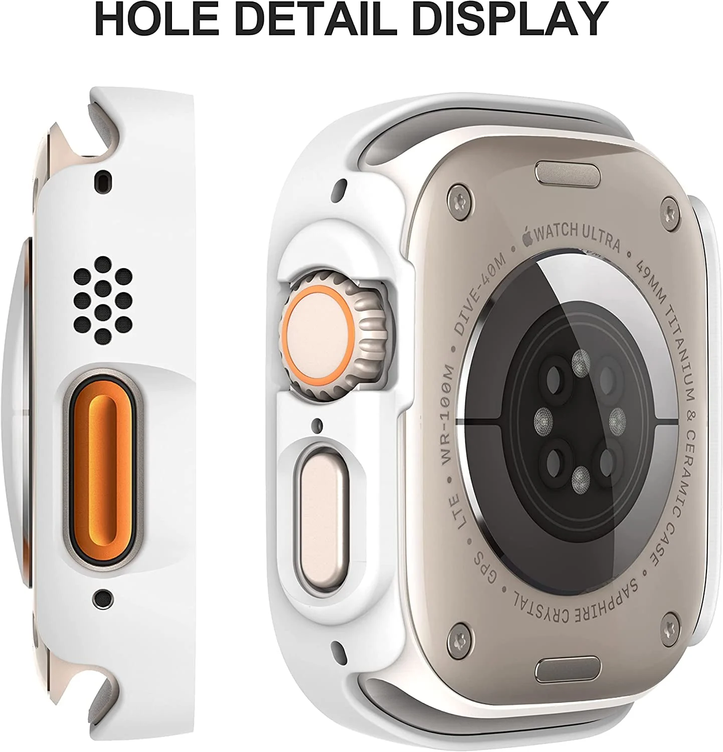 DL3 Mobilak Hard Case Designed for Apple Watch Ultra 2 (2023) / Ultra 1 49mm, Built-in 9H [HD Clear] Tempered Glass Screen Protector, [Full Protection] Slim Cover for iWatch 49mm - White
