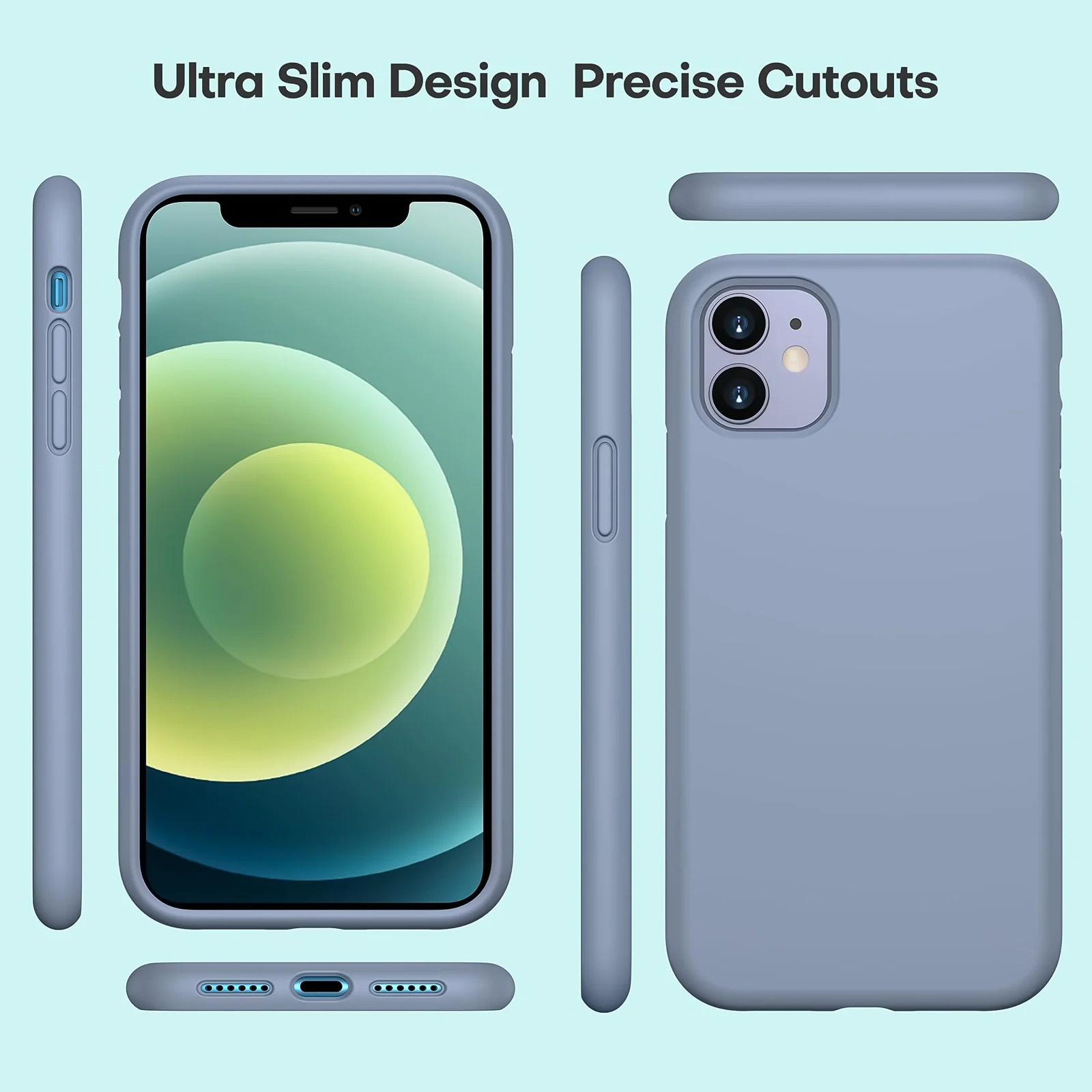 DL3 Mobilak Compatible with iPhone 11 (6.1 Inch) Case, Liquid Silicone Case, Full Body Protective Cover, Shockproof, Slim Phone Case, Anti-Scratch Soft Microfiber Lining (A. ) - A.Lavender Grey