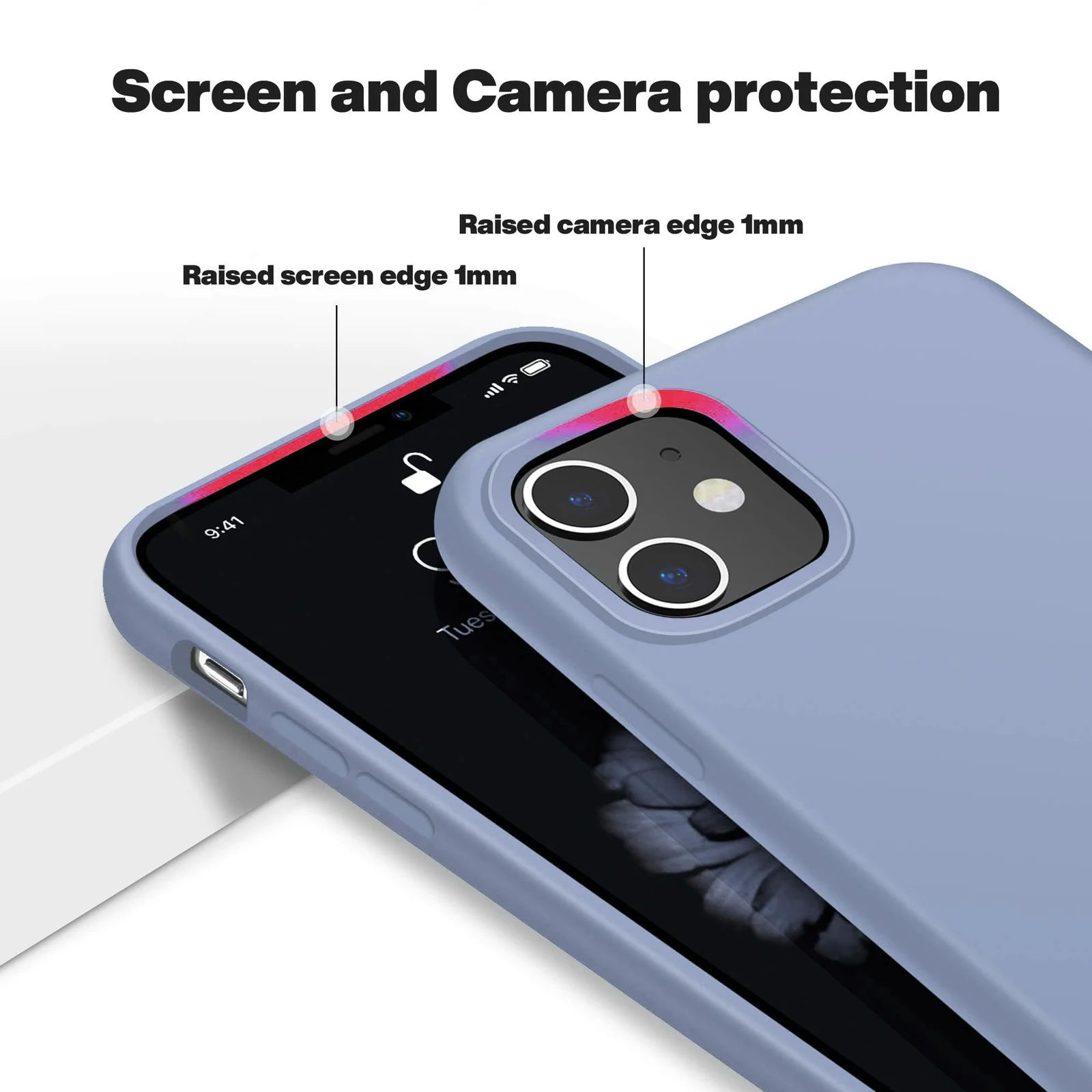 DL3 Mobilak Liquid Silicone Protective Case for iPhone 11 (6.1 Inch) with Camera Protection and Microfiber Lining - A Lavender Blue